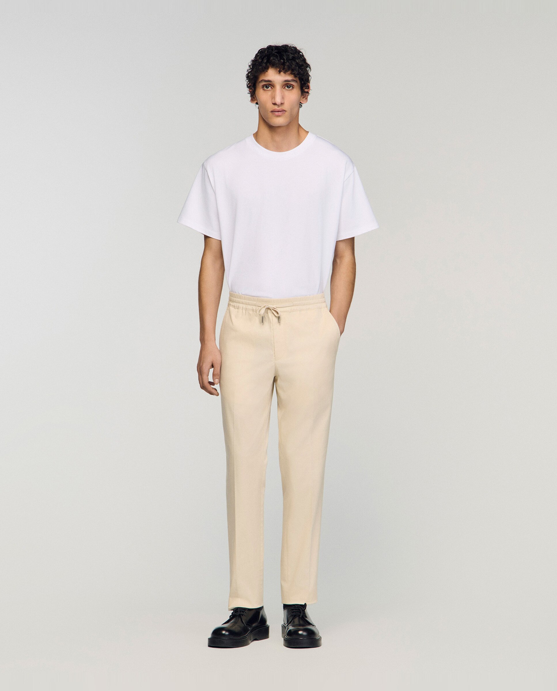 Pantalón de hombre recto elástico - Sandro - Crema Crema-5