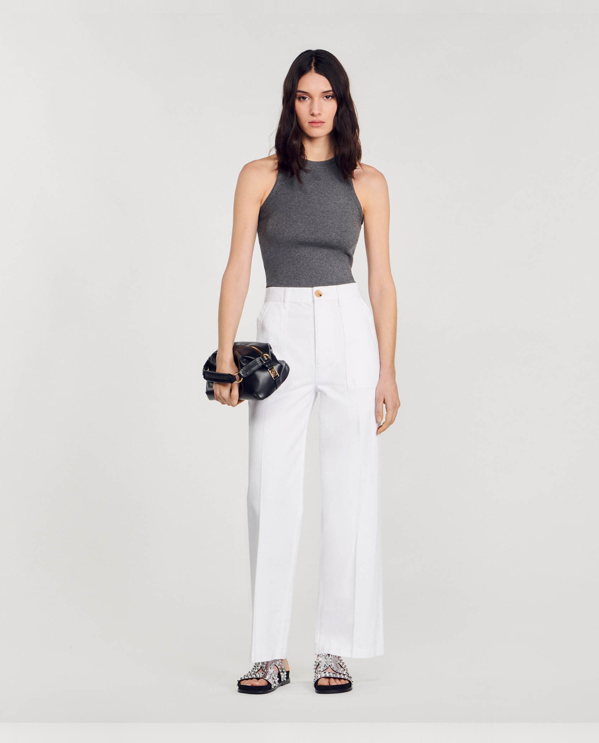 Pantalon blanco recto online mujer