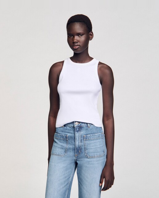 Imagen 0 de Camiseta de mujer sin mangas con bordado