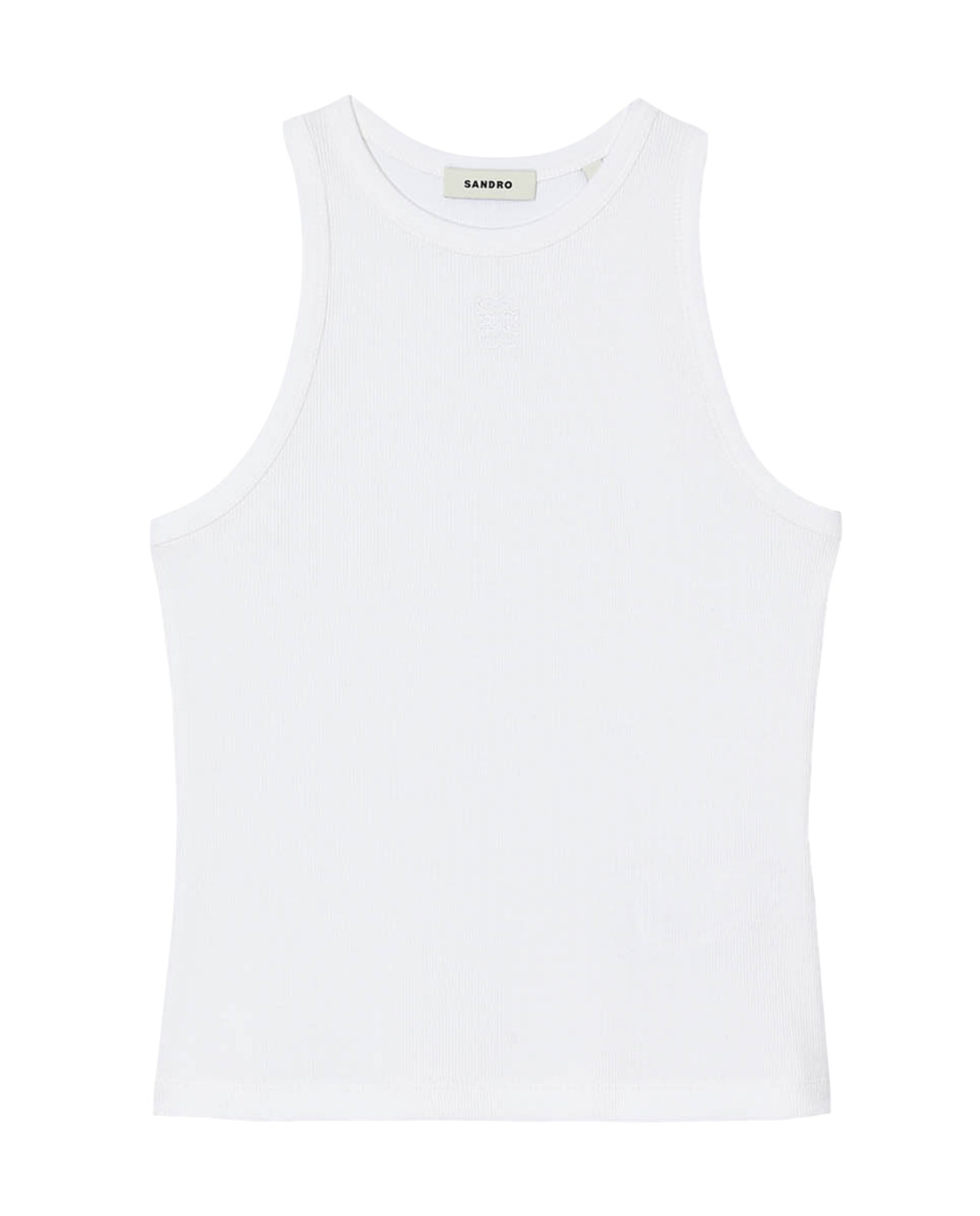Camiseta de mujer sin mangas con bordado y cuello redondo - Sandro - Blanco Blanco-6
