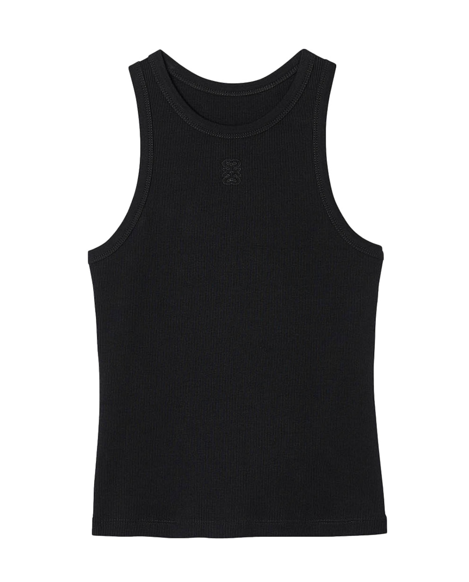 Camiseta de mujer sin mangas con bordado y cuello redondo - Sandro - Negro Negro-6