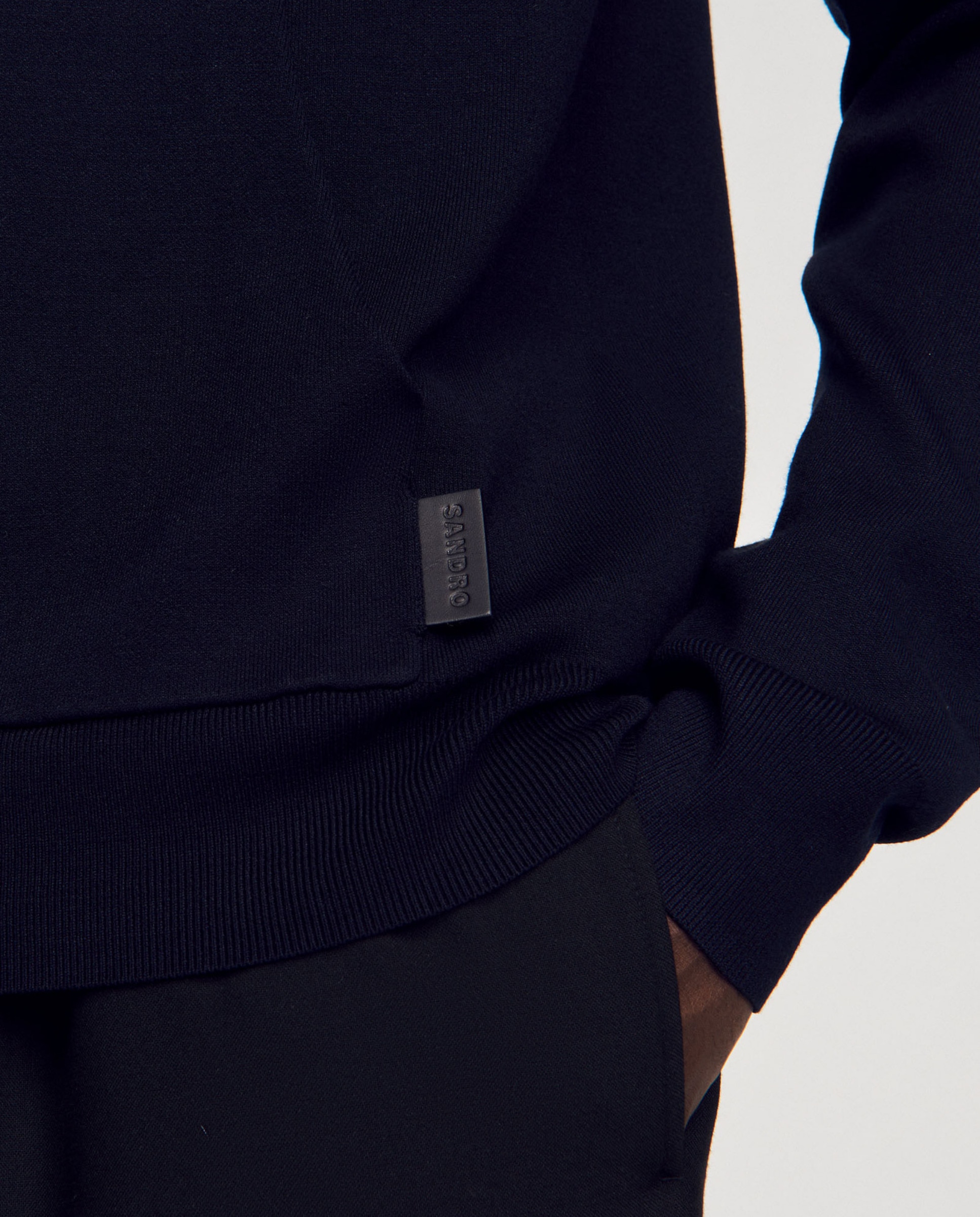 Sudadera con capucha de hombre con parche de cuero - Sandro - Azul marino Azul marino-3