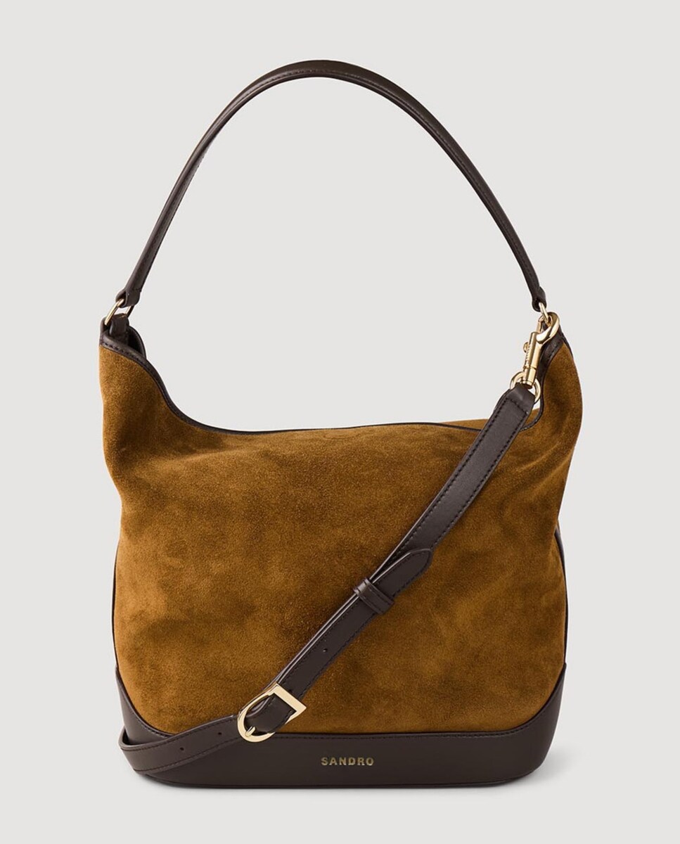 Bolso de hombro multiposición de ante y cuero · Sandro · El Corte