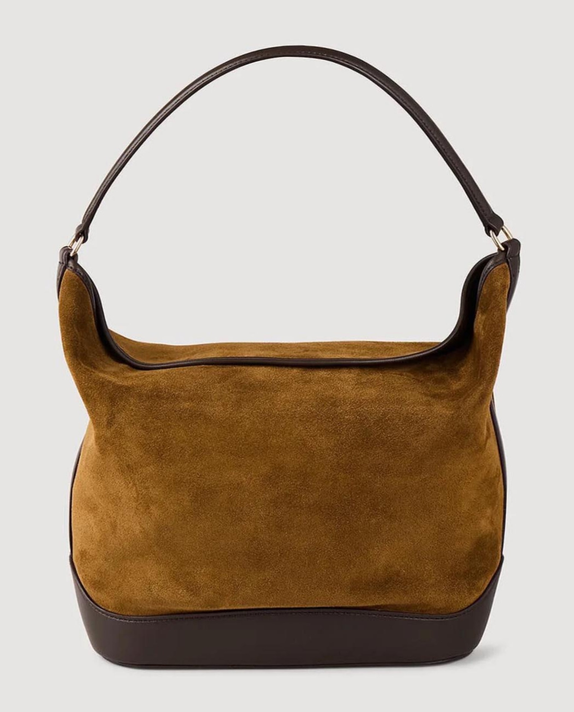 Bandolera de mujer saco mediano de ante y cuero multiposición - Sandro - Camel Camel-6