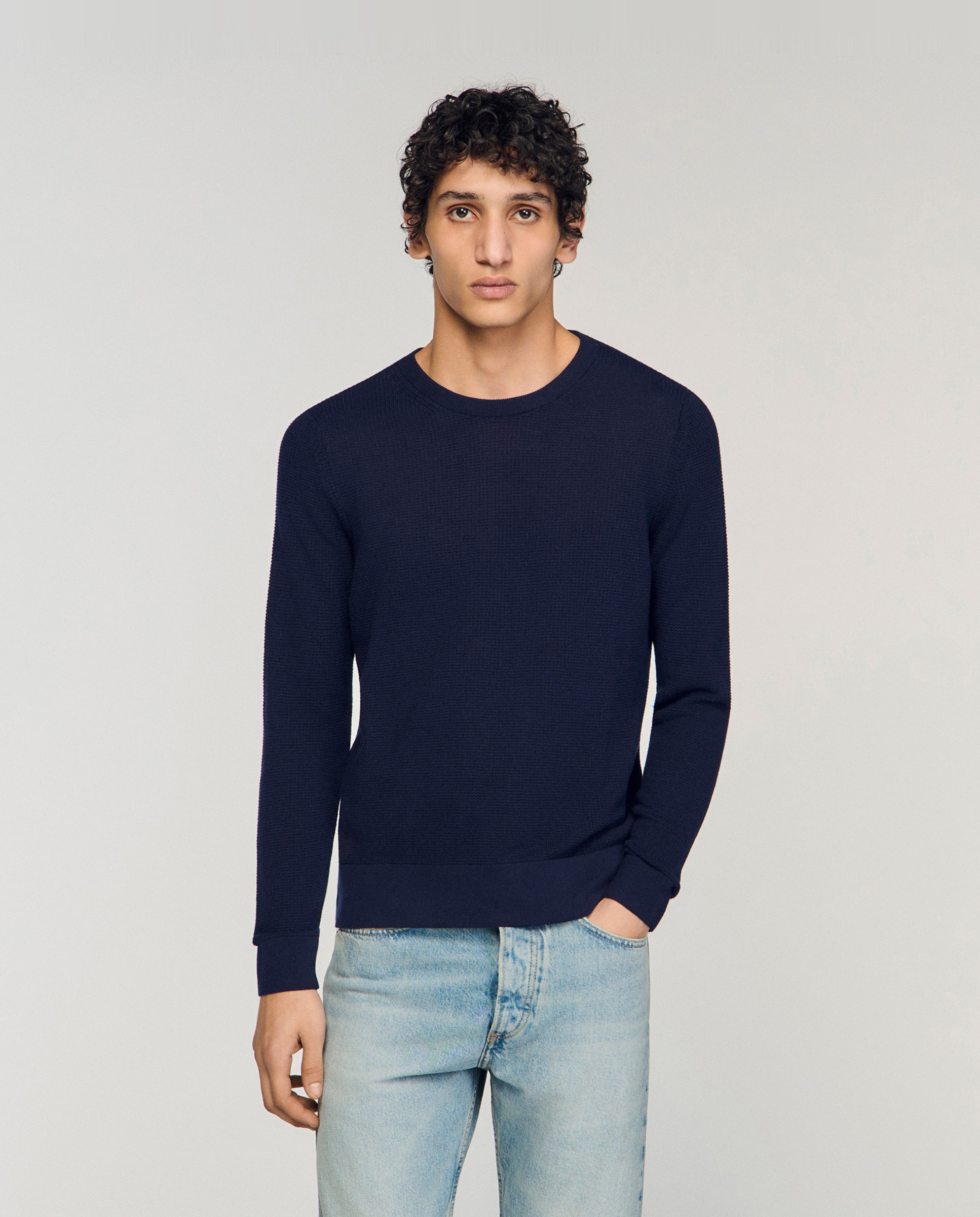 Sandro - Jersey de hombre cuello redondo punto arroz.