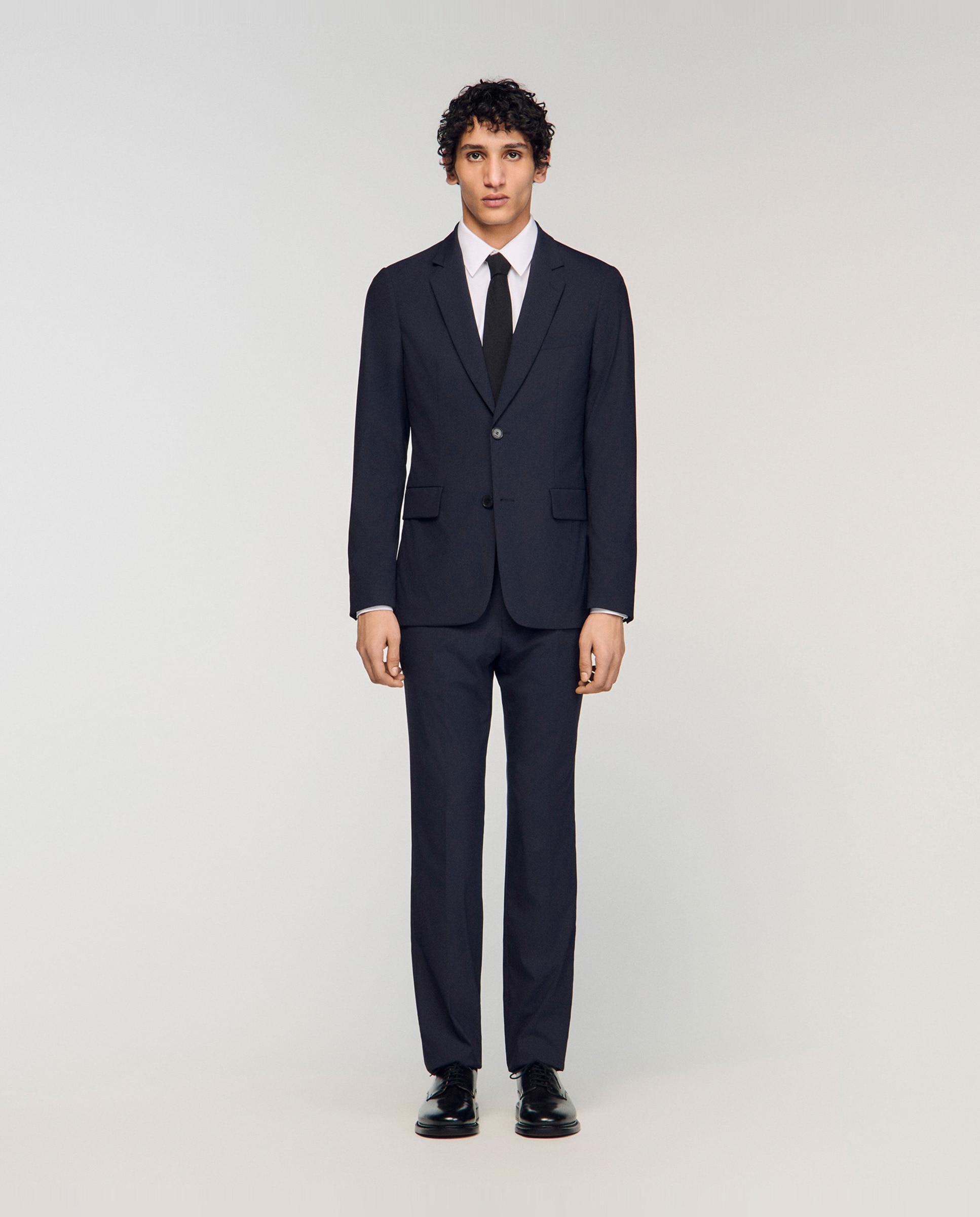 Chaqueta de traje de hombre corte desestructurado lana - Sandro - Azul marino Azul marino-3