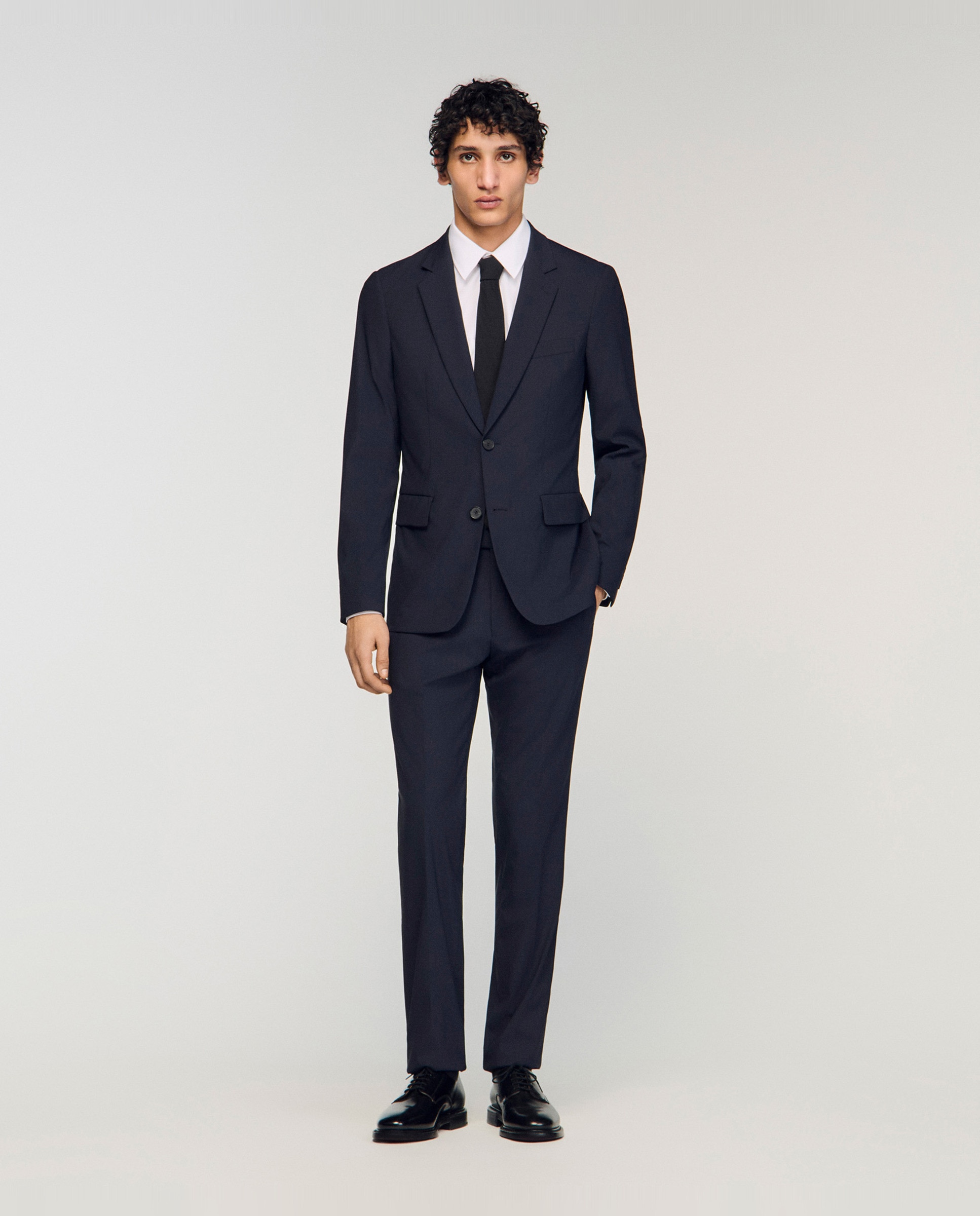 Chaqueta de traje de hombre corte desestructurado lana - Sandro - Azul marino Azul marino-4