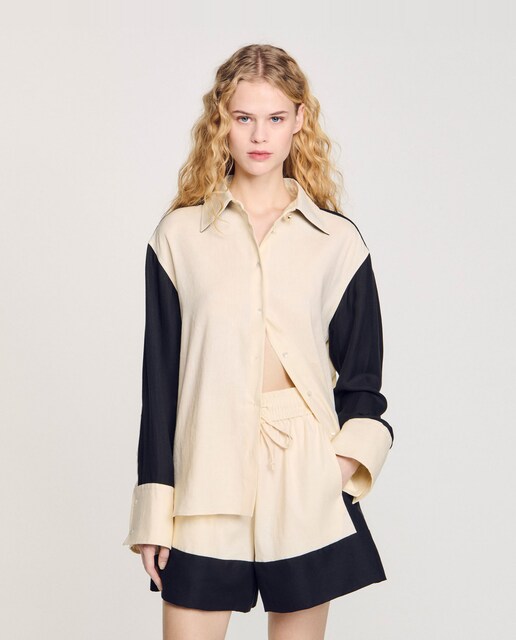Imagen 0 de Camisa de mujer oversize bicolor