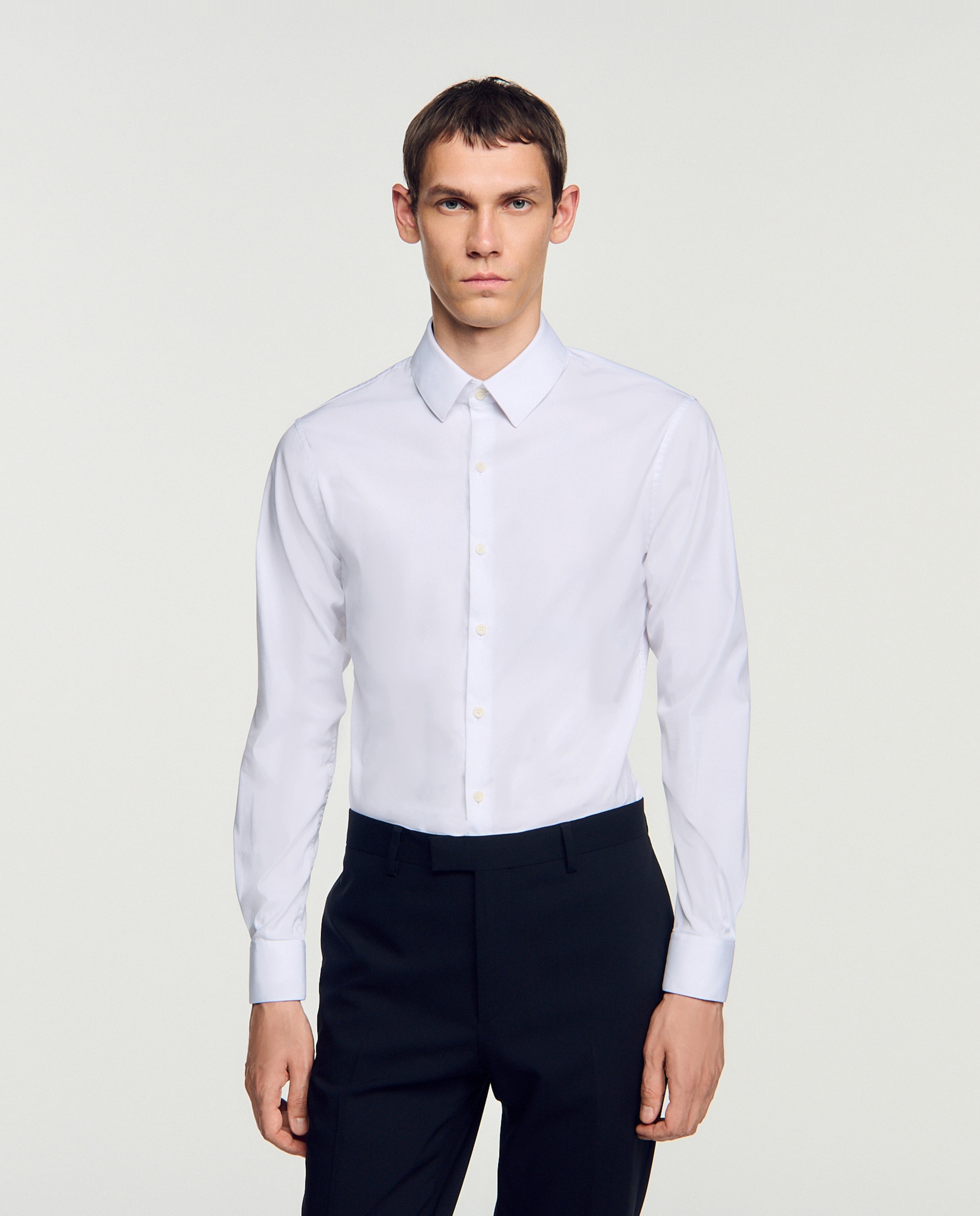 Camisa de vestir de hombre cuello clásico lisa - Sandro - Blanco Blanco-1
