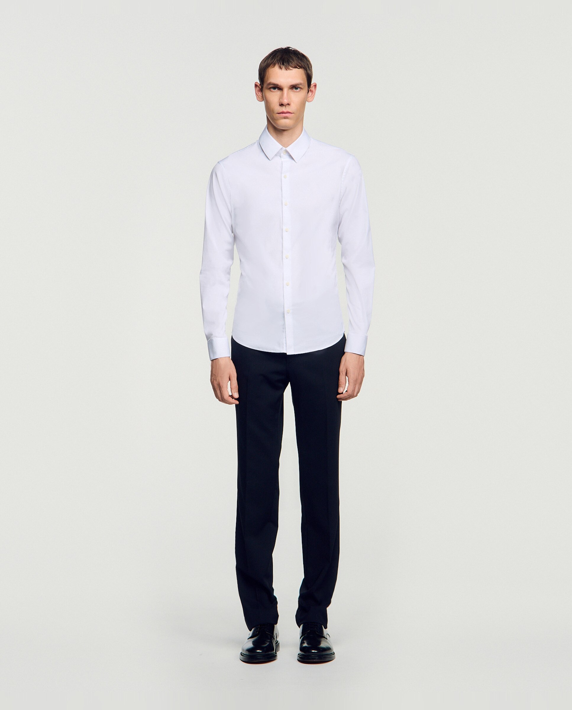 Camisa de vestir de hombre cuello clásico lisa - Sandro - Blanco Blanco-3