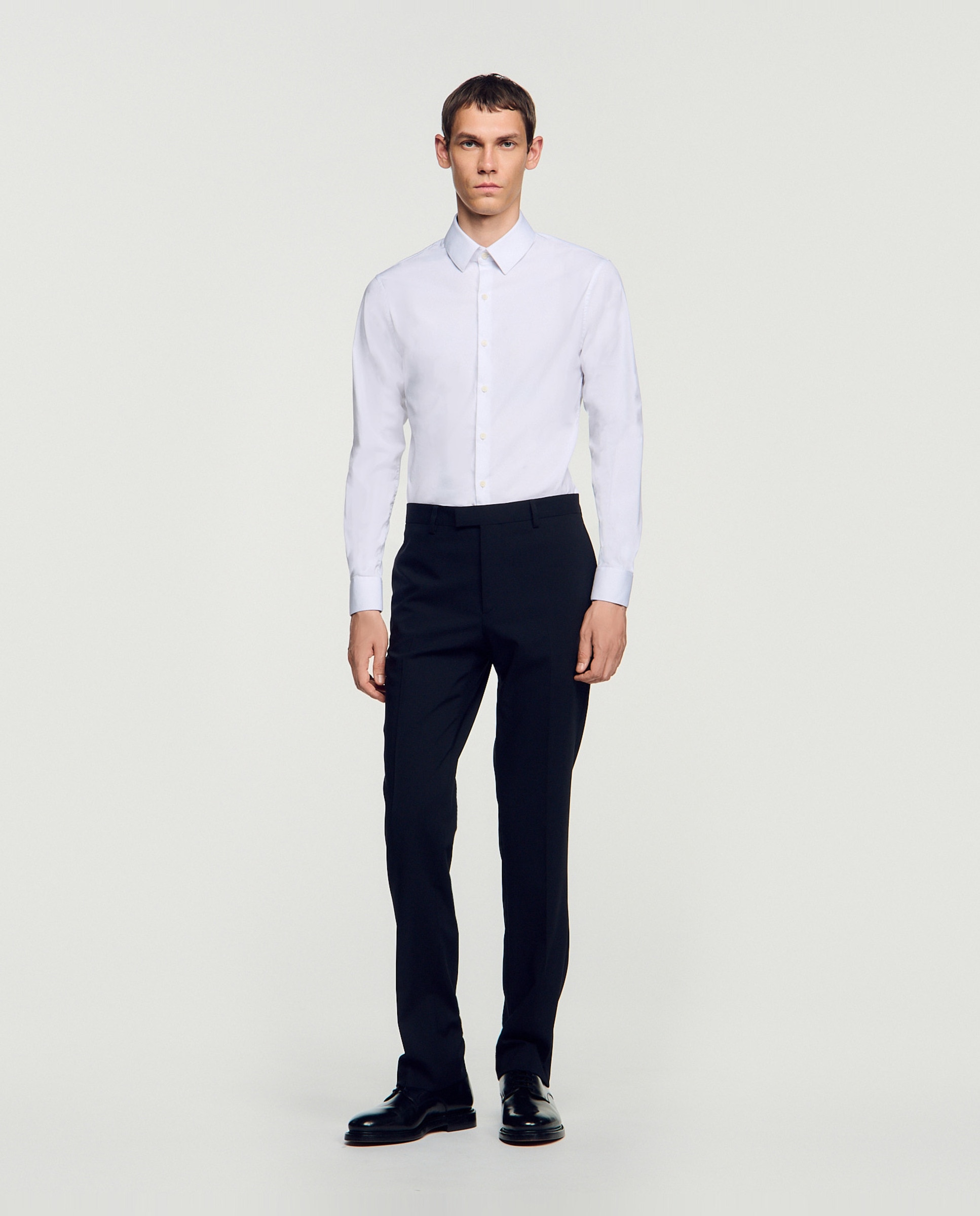 Camisa de vestir de hombre cuello clásico lisa - Sandro - Blanco Blanco-4