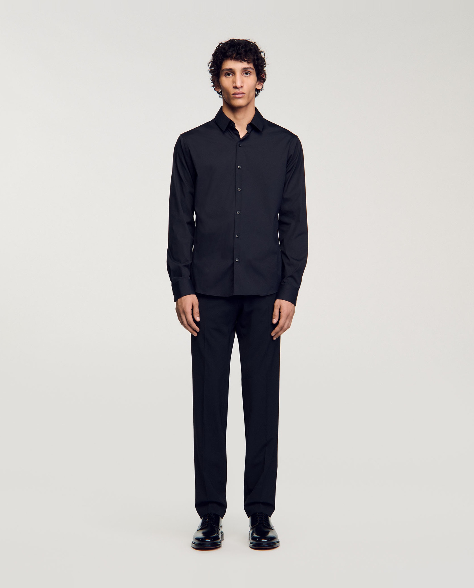 Camisa de vestir de hombre cuello clásico lisa - Sandro - Negro Negro-3