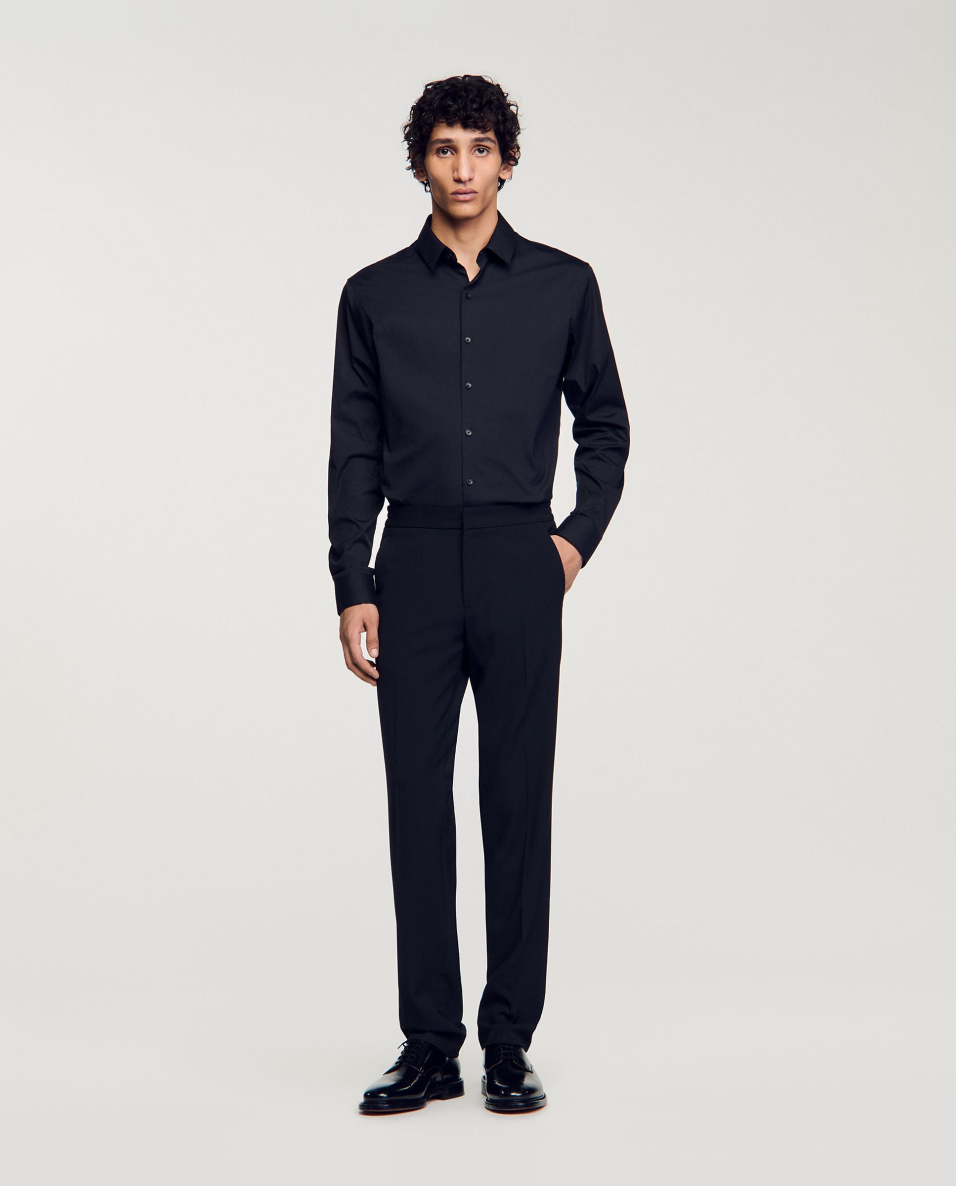 Camisa de vestir de hombre cuello clásico lisa - Sandro - Negro Negro-4