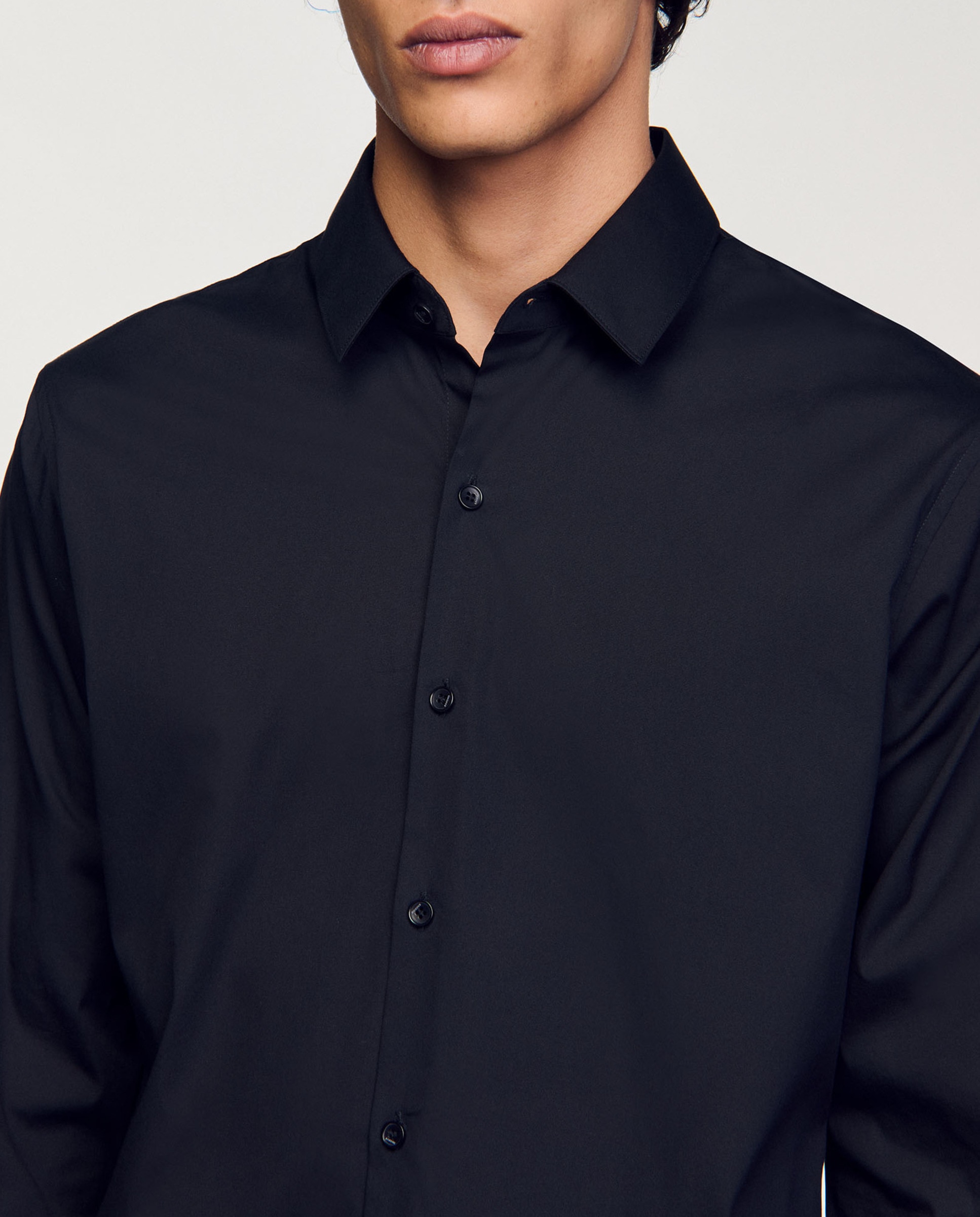 Camisa de vestir de hombre cuello clásico lisa - Sandro - Negro Negro-5