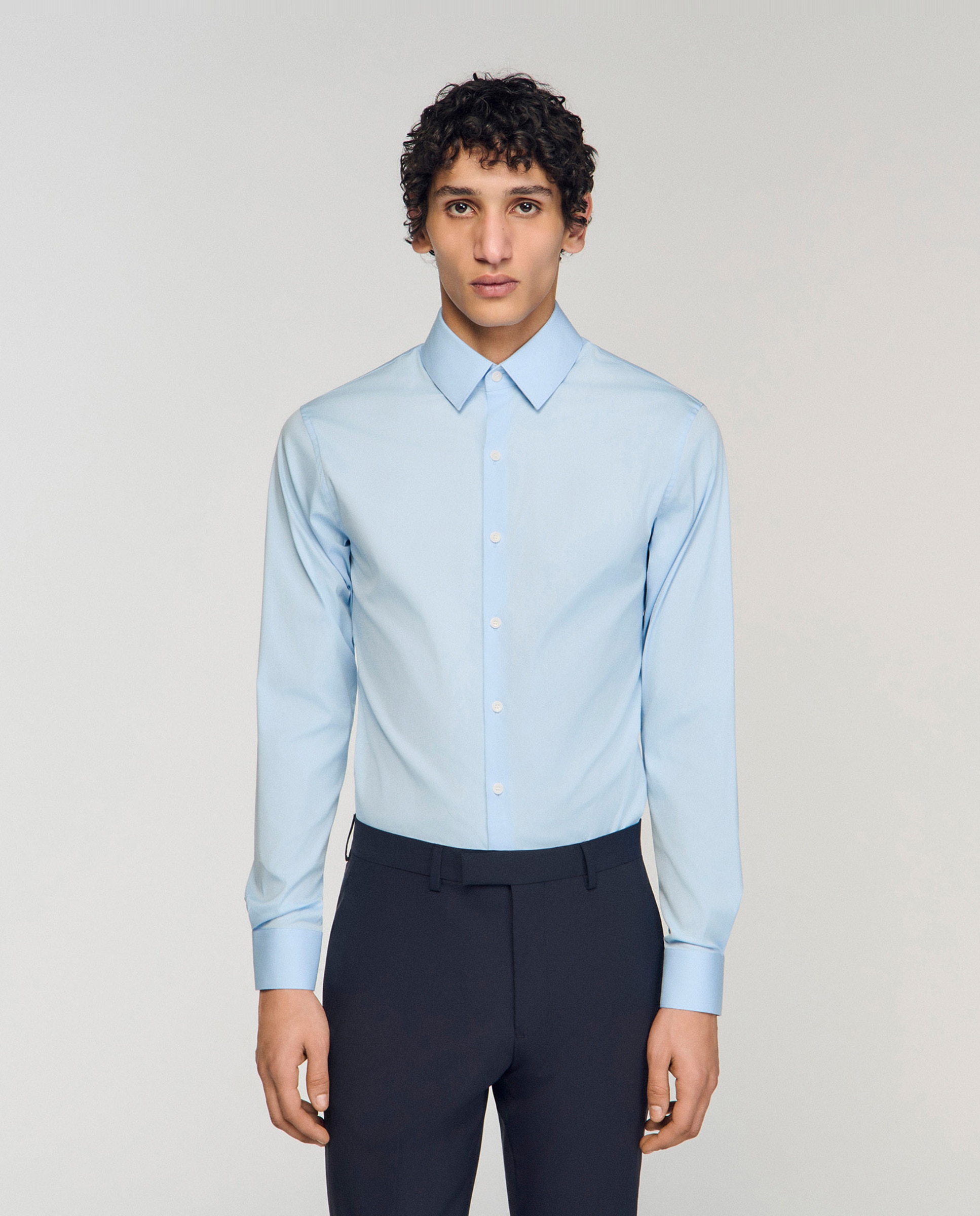 Camisa de vestir de hombre cuello clásico lisa - Sandro - Azul claro Azul claro-1