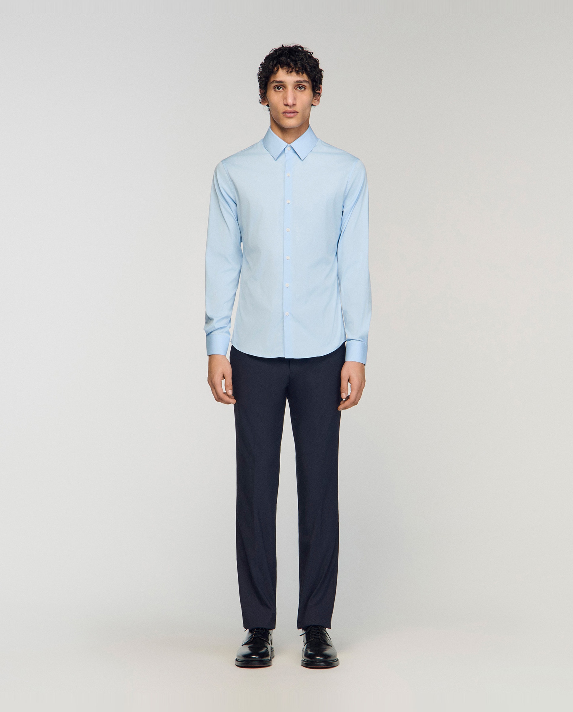 Camisa de vestir de hombre cuello clásico lisa - Sandro - Azul claro Azul claro-3