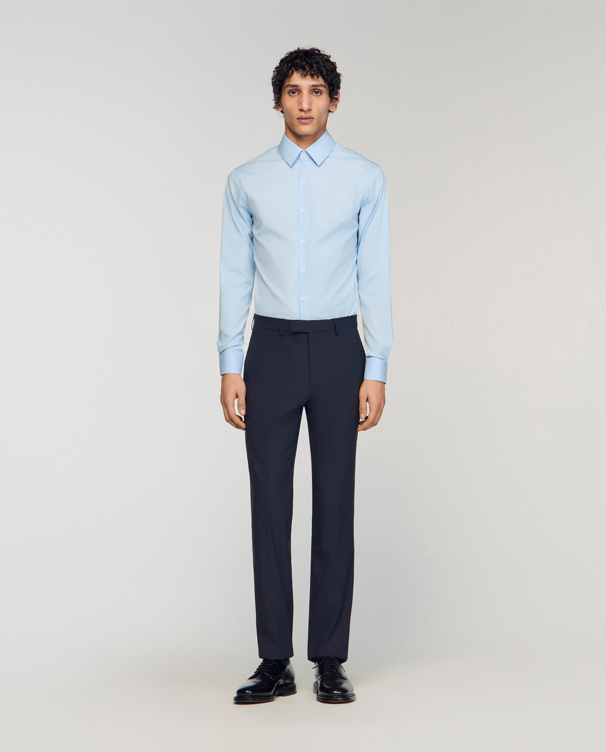Camisa de vestir de hombre cuello clásico lisa - Sandro - Azul claro Azul claro-4