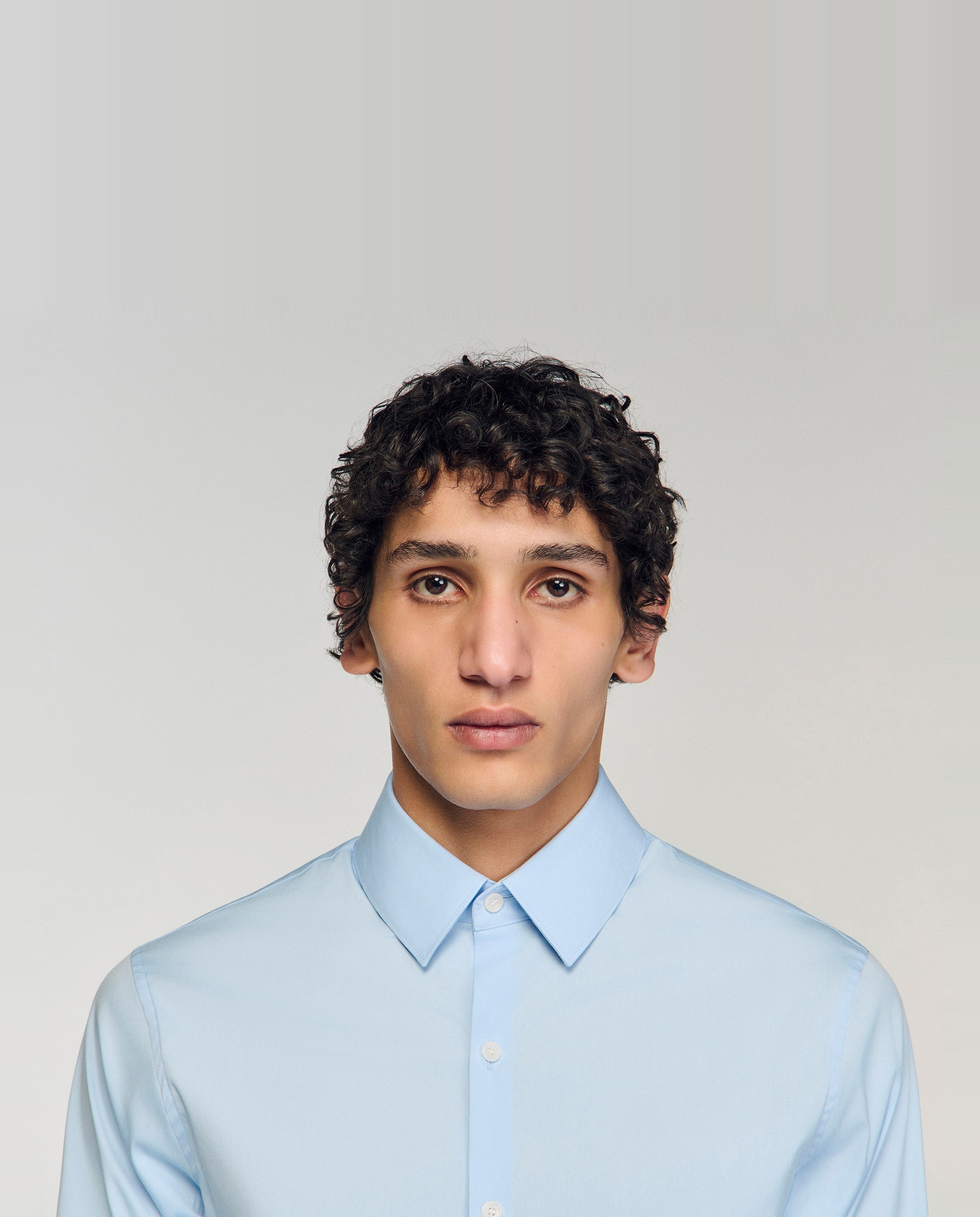 Camisa de vestir de hombre cuello clásico lisa - Sandro - Azul claro Azul claro-5