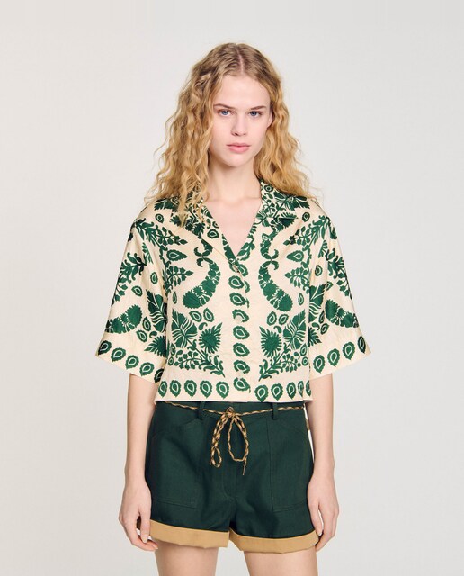 Imagen 0 de Camisa de mujer de manga corta con estampado floral