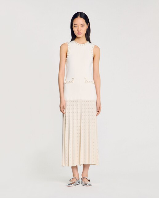 Imagen 0 de Vestido largo de punto con pedrería