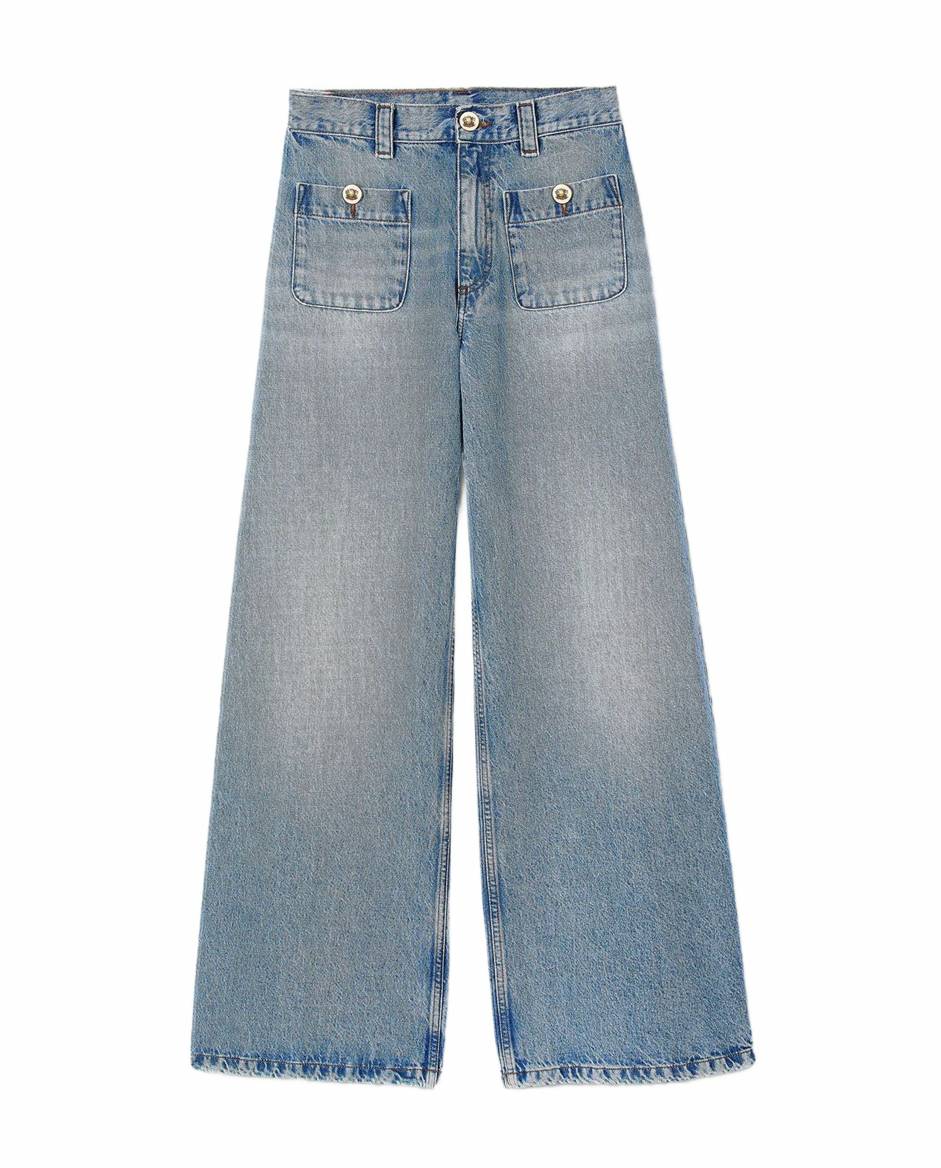 Vaquero ancho recto de mujer lavado - Sandro - Azul Azul-6
