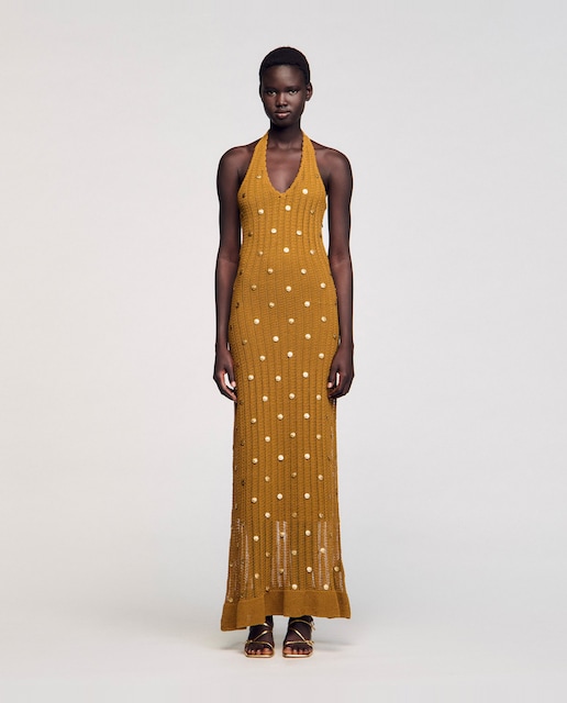 Imagen 0 de Vestido largo de punto con flecos