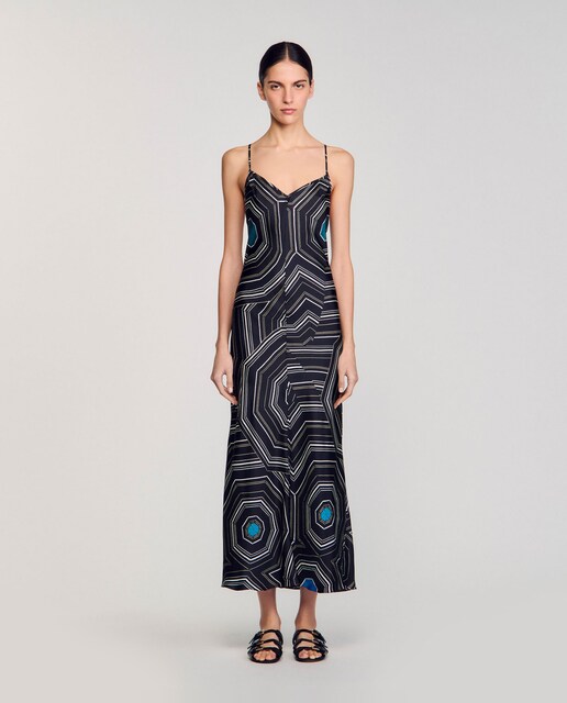 Imagen 0 de Vestido largo estampado de seda