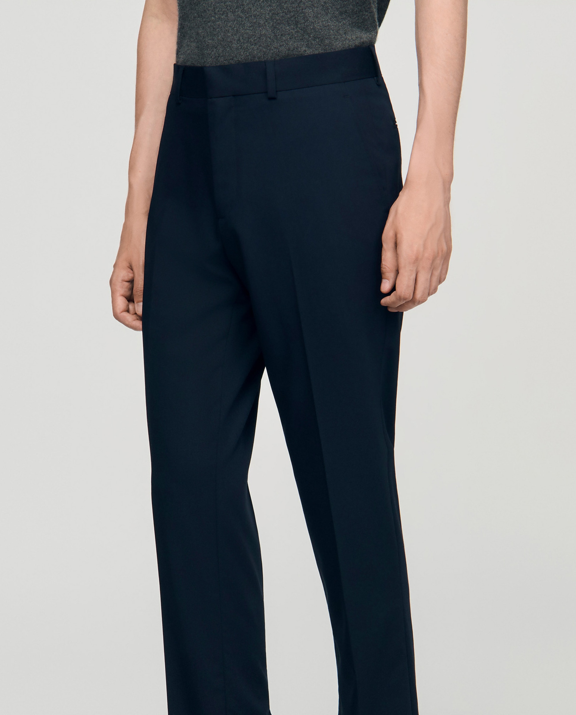 Pantalón de traje de hombre de corte ancho de lana - Sandro - Azul marino Azul marino-6