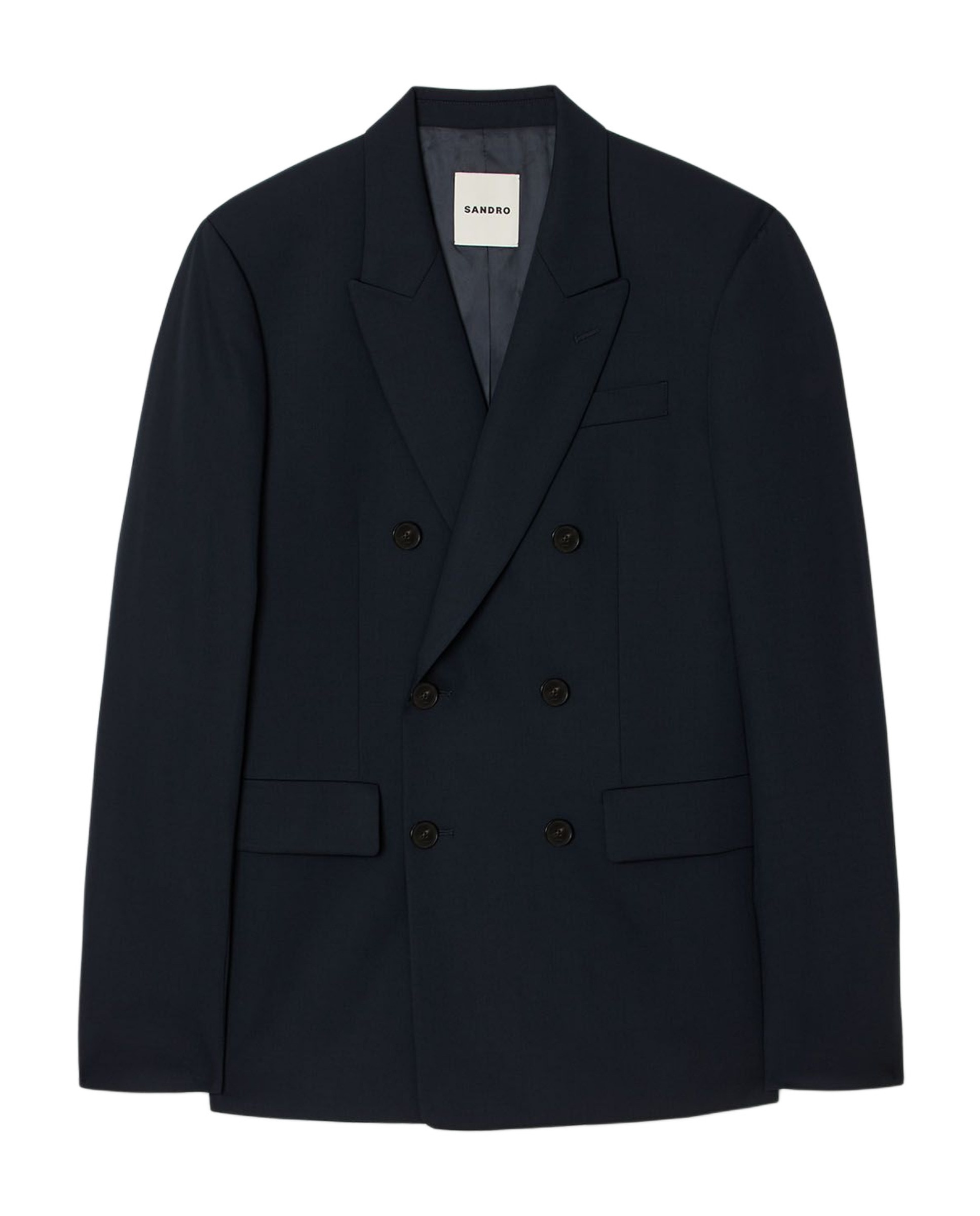 Chaqueta de traje de lana virgen de hombre de corte clásico cruzada - Sandro - Azul marino Azul marino-7