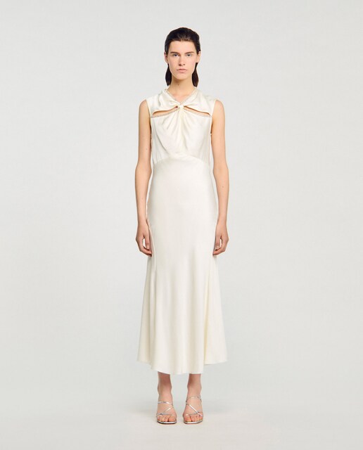 Imagen 0 de Vestido largo fluido satinado con strass