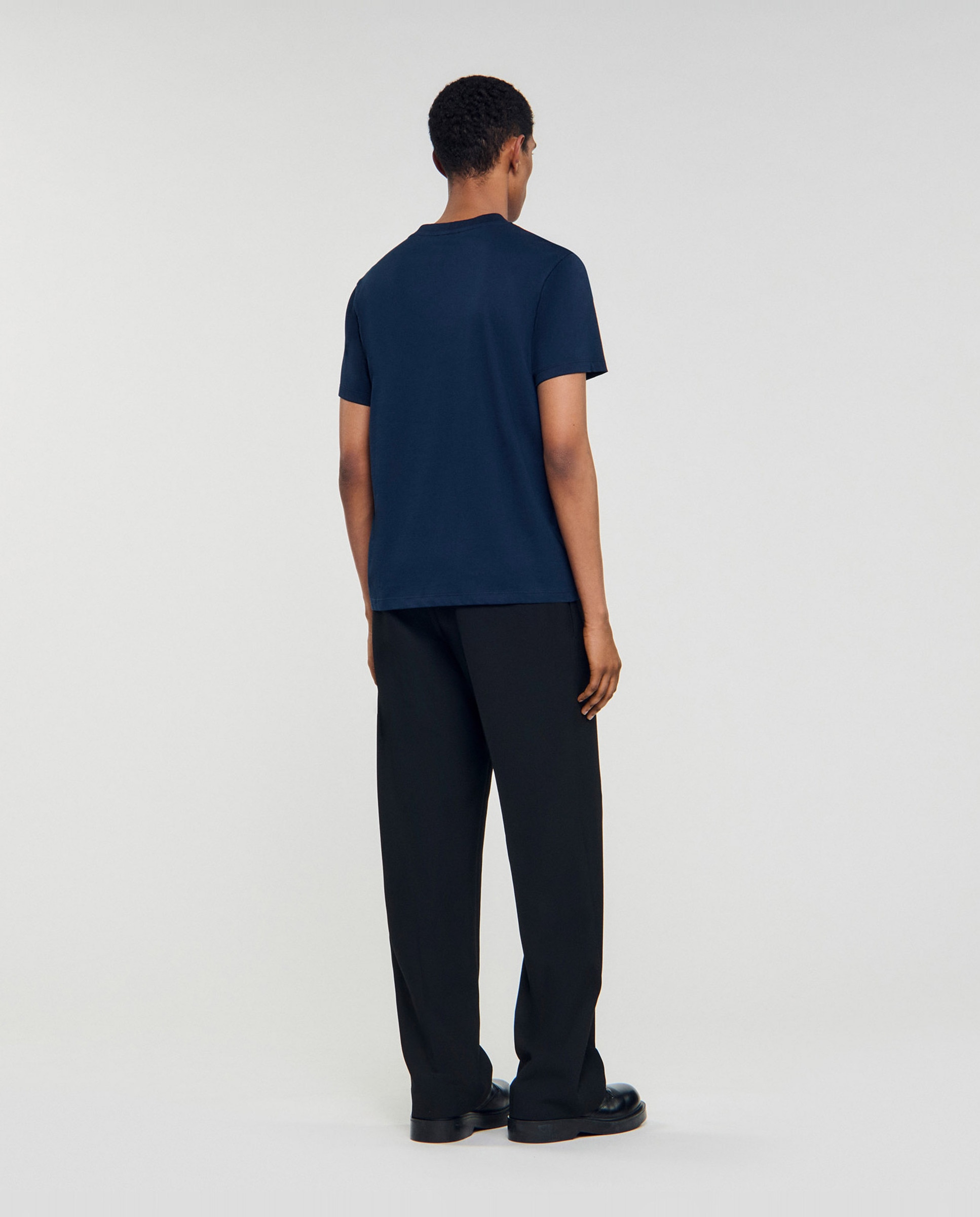 Sudadera sin capucha de hombre con parche de cuero y cuello redondo - Sandro - Azul marino Azul marino-2