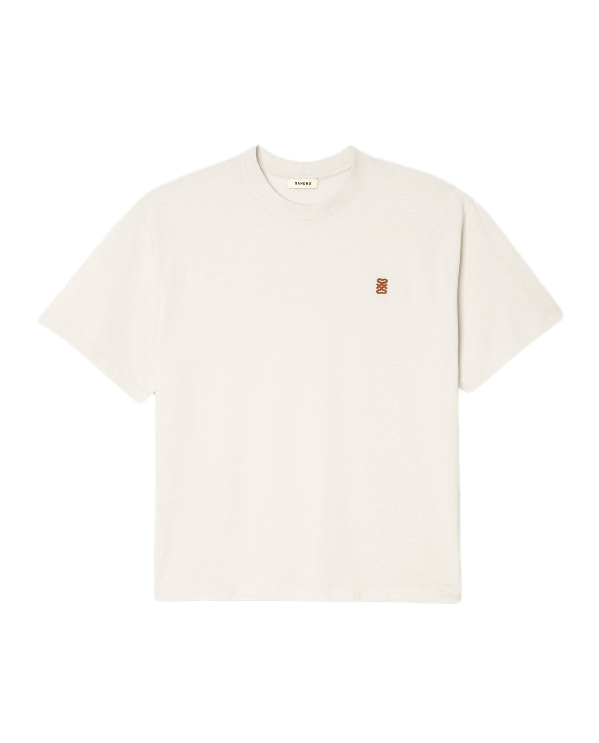 Sudadera sin capucha de hombre con parche de cuero y cuello redondo - Sandro - Beige Beige-6