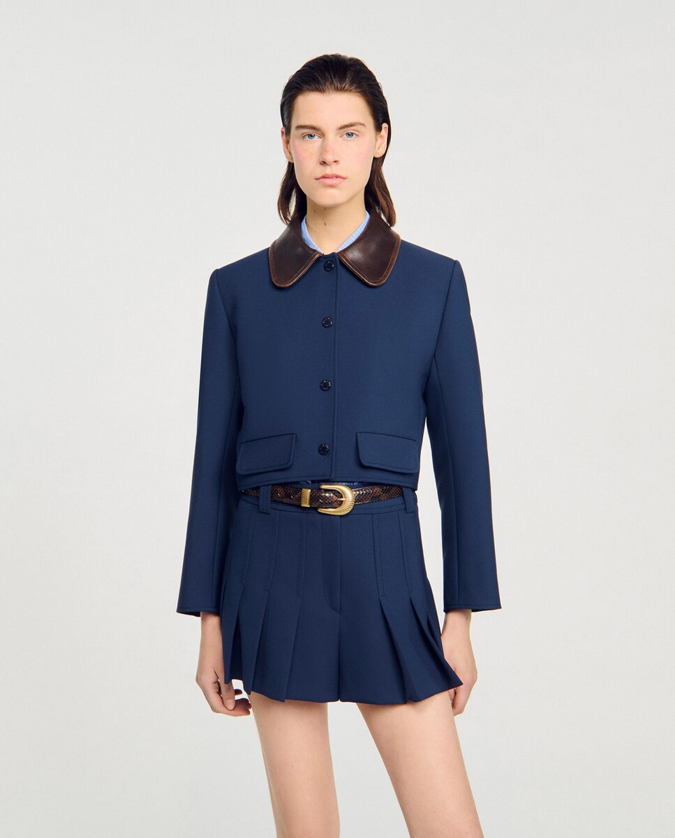 Chaqueta de mujer corta con cuello de cuero · Sandro · El Corte Inglés