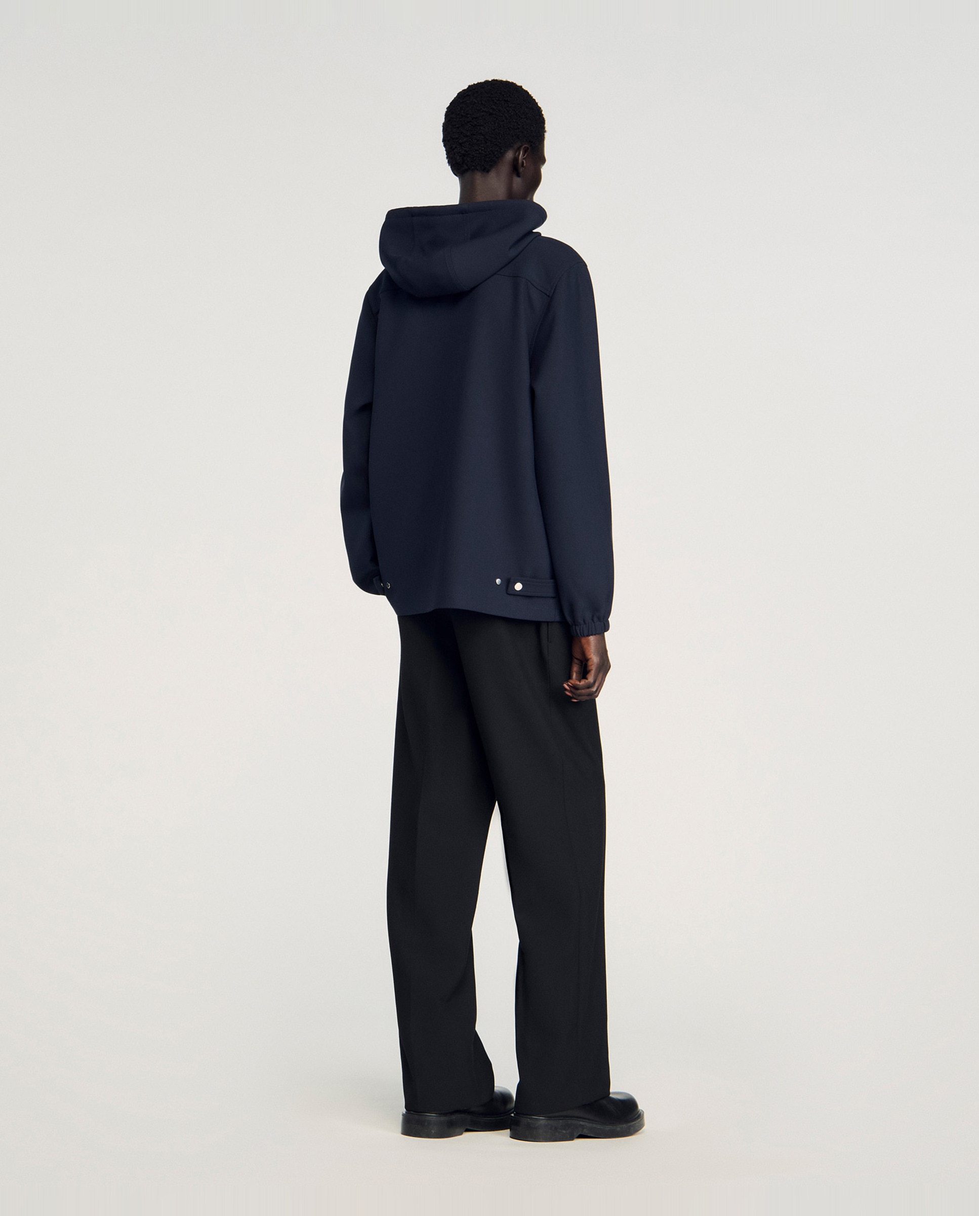 Sudadera stretch de hombre con capucha y cremallera - Sandro - Azul marino Azul marino-2