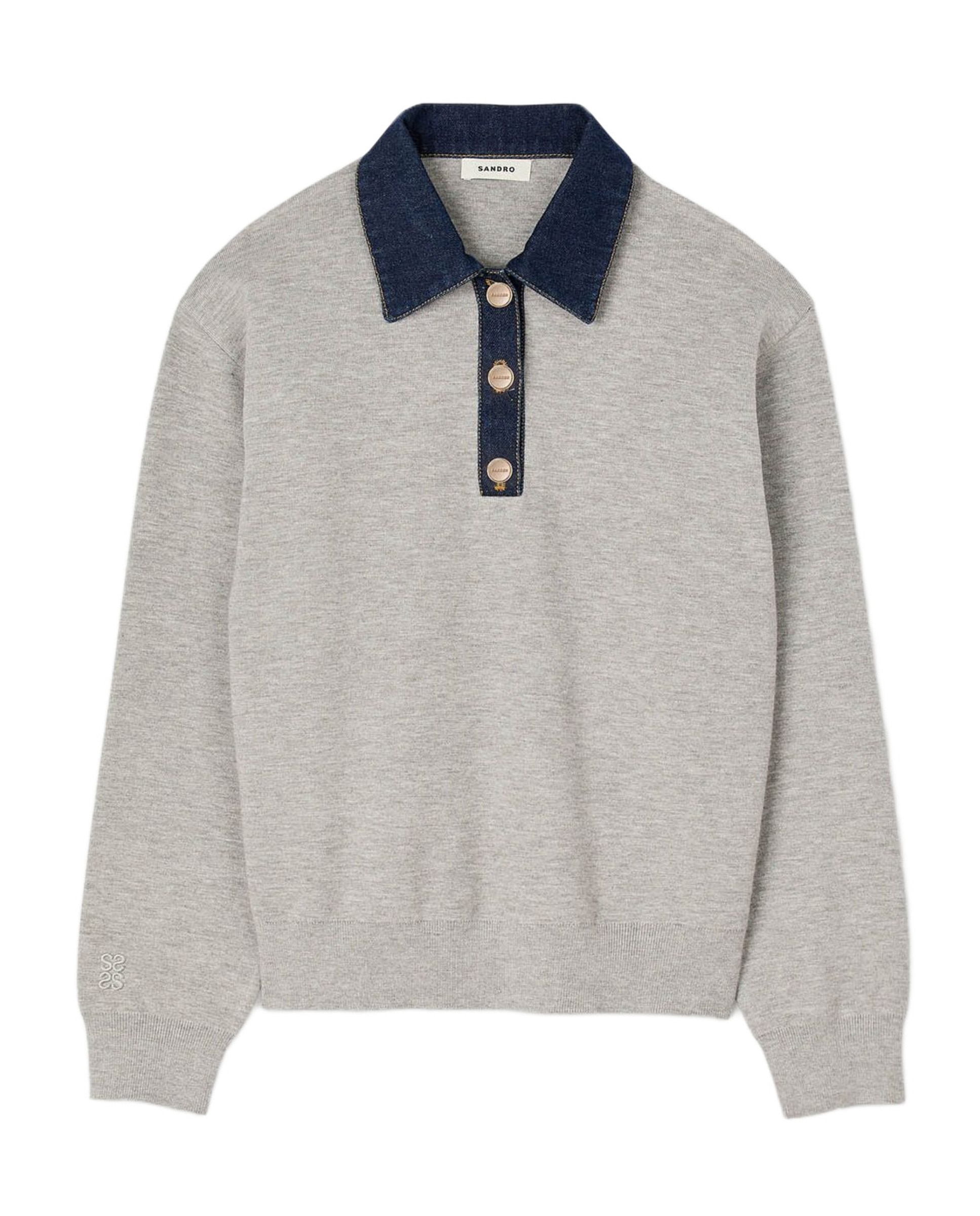 Jersey de mujer con cuello vaquero - Sandro - Gris Gris-6