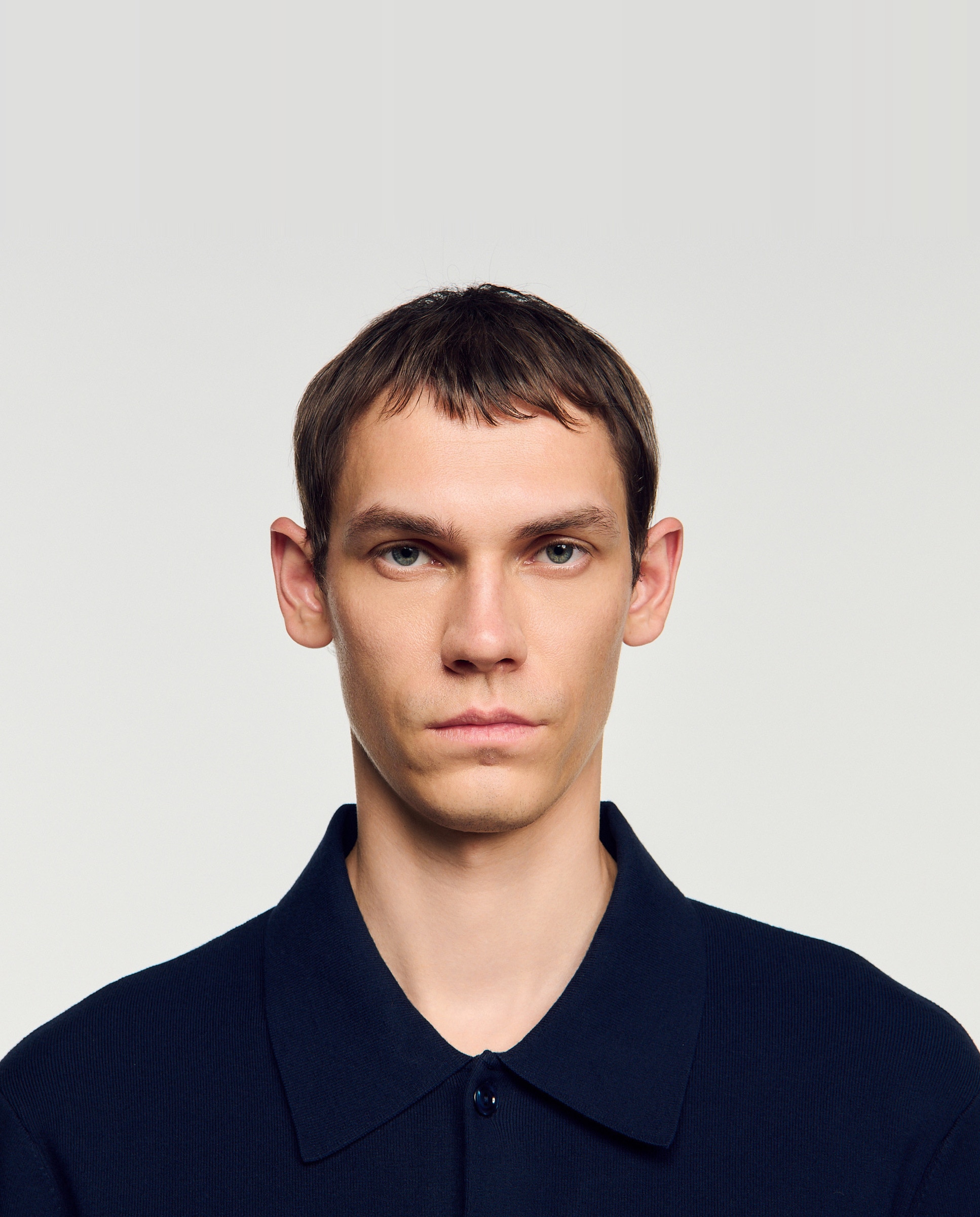 Cárdigan de hombre de punto fino cuello camisa - Sandro - Azul marino Azul marino-5