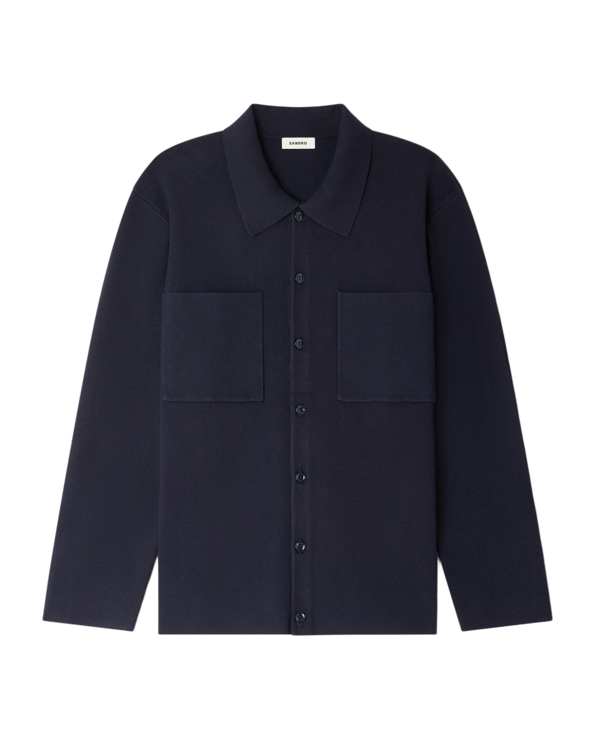 Cárdigan de hombre de punto fino cuello camisa - Sandro - Azul marino Azul marino-6