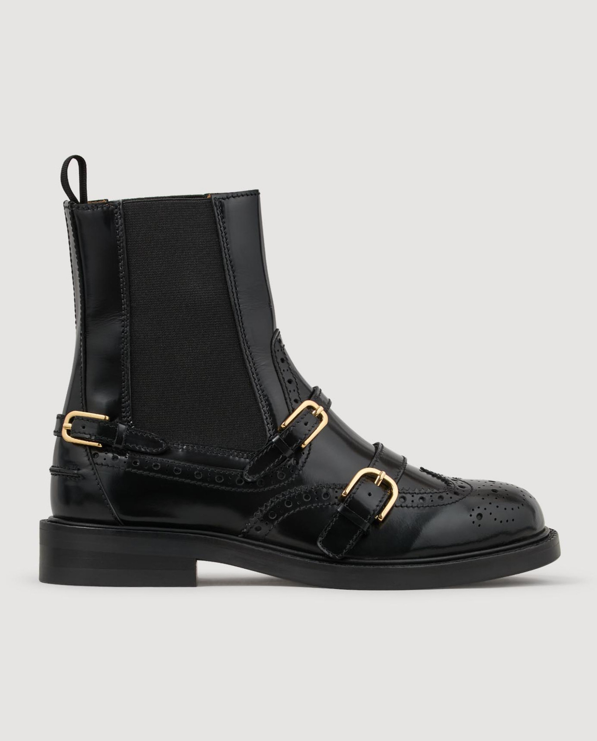 Sandro - Botines chelsea de mujer de cuero con hebillas.