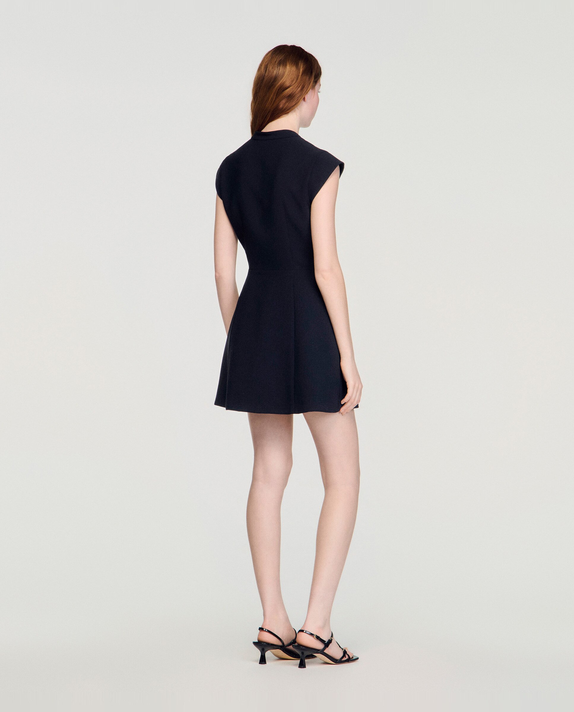 Vestido de punto corto con escote en v - Sandro - Negro Negro-2