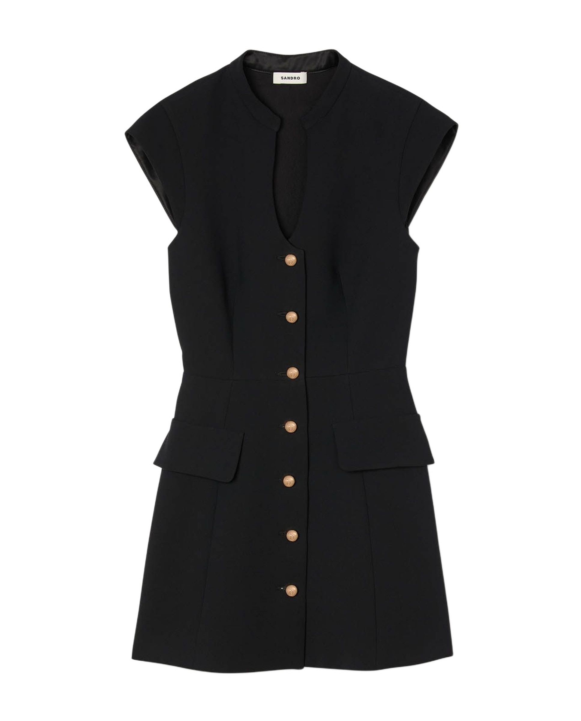 Vestido de punto corto con escote en v - Sandro - Negro Negro-5