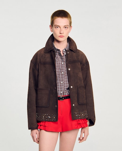Imagen 0 de Cazadora de mujer de ante con tachuelas
