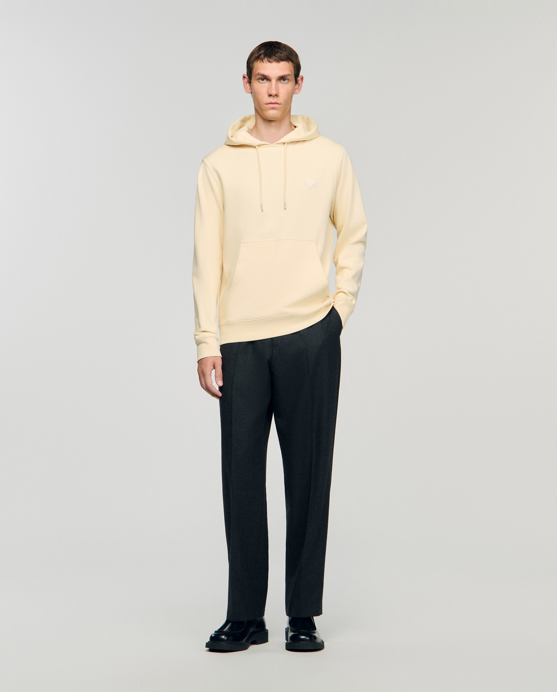 Sudadera con capucha de hombre aplicación corazón corte clásico - Sandro - Beige Beige-4