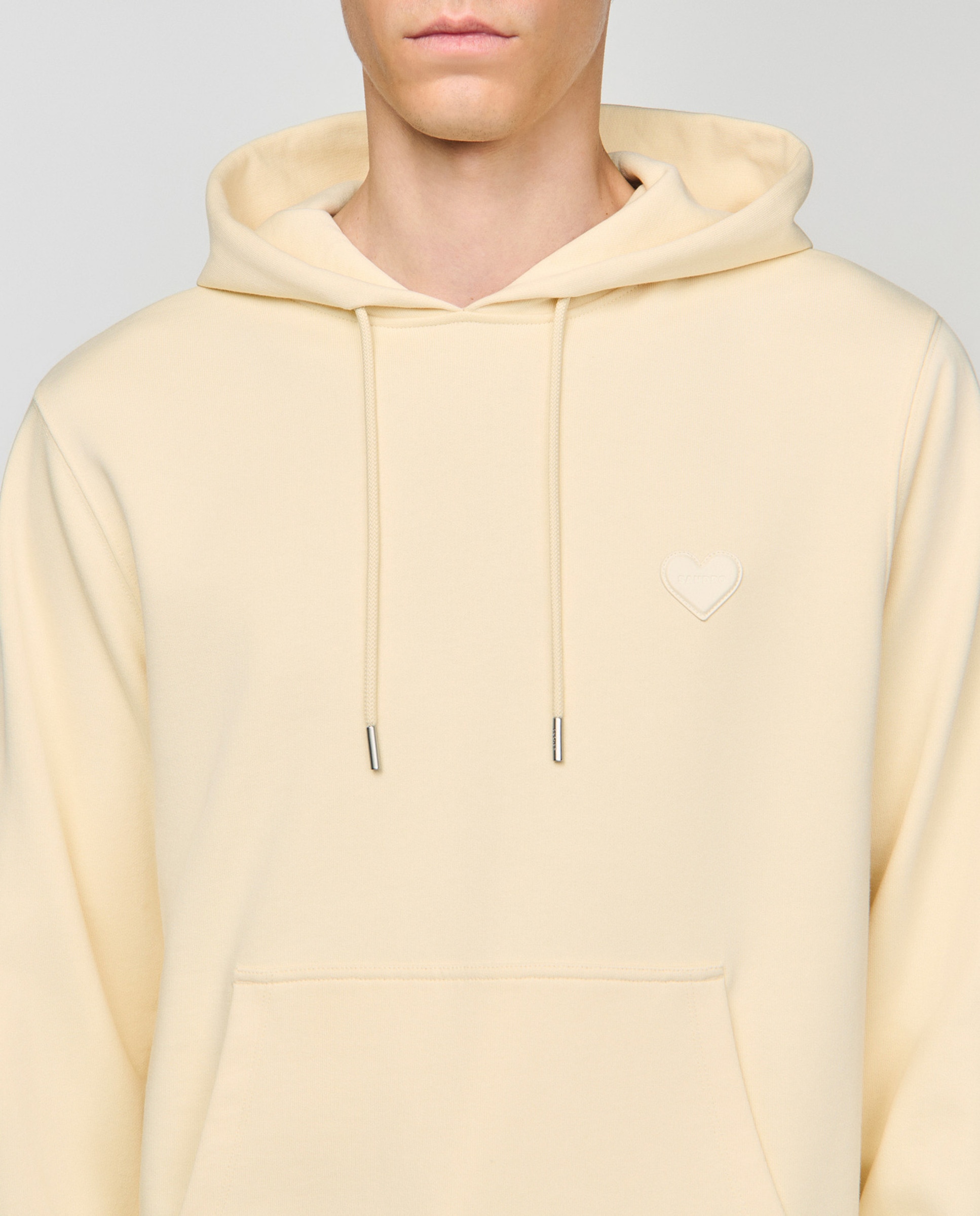 Sudadera con capucha de hombre aplicación corazón corte clásico - Sandro - Beige Beige-5