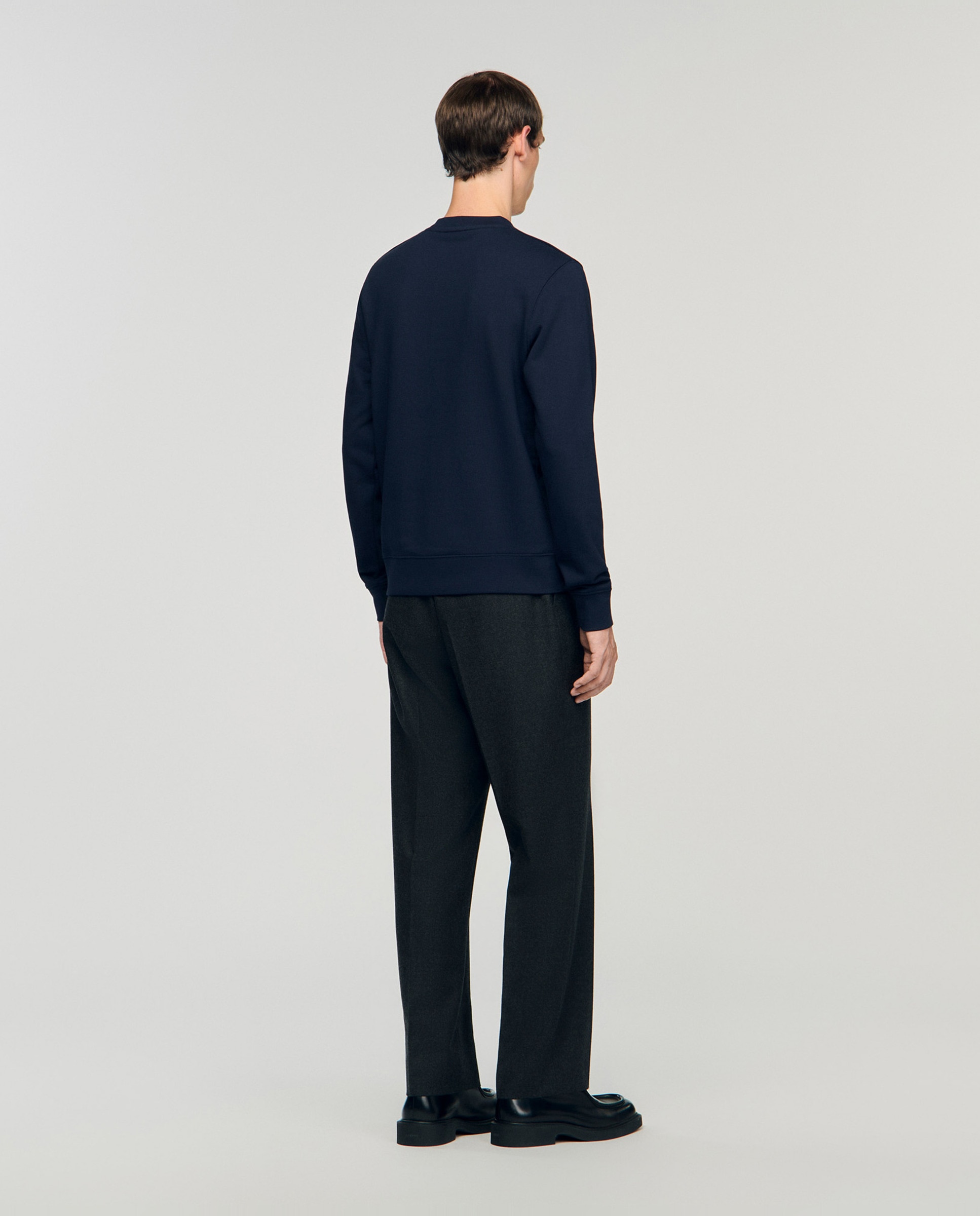 Sudadera sin capucha de hombre con parche de corazón y cuello redondo - Sandro - Azul marino Azul marino-2