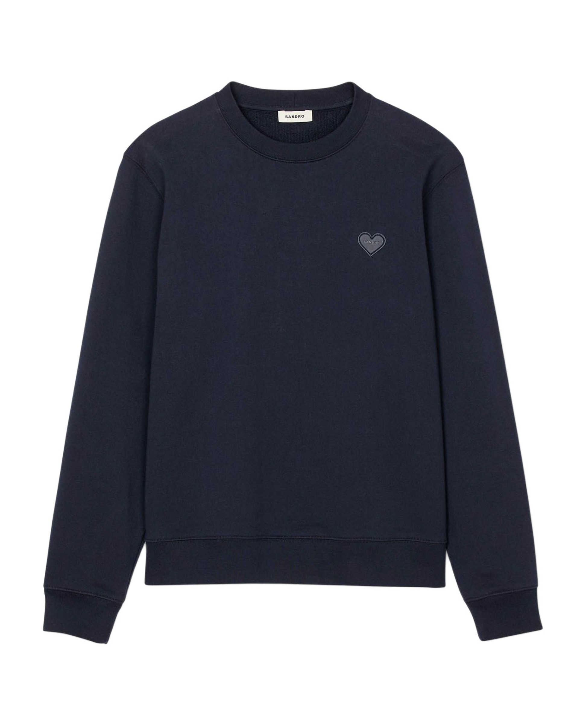 Sudadera sin capucha de hombre con parche de corazón y cuello redondo - Sandro - Azul marino Azul marino-6
