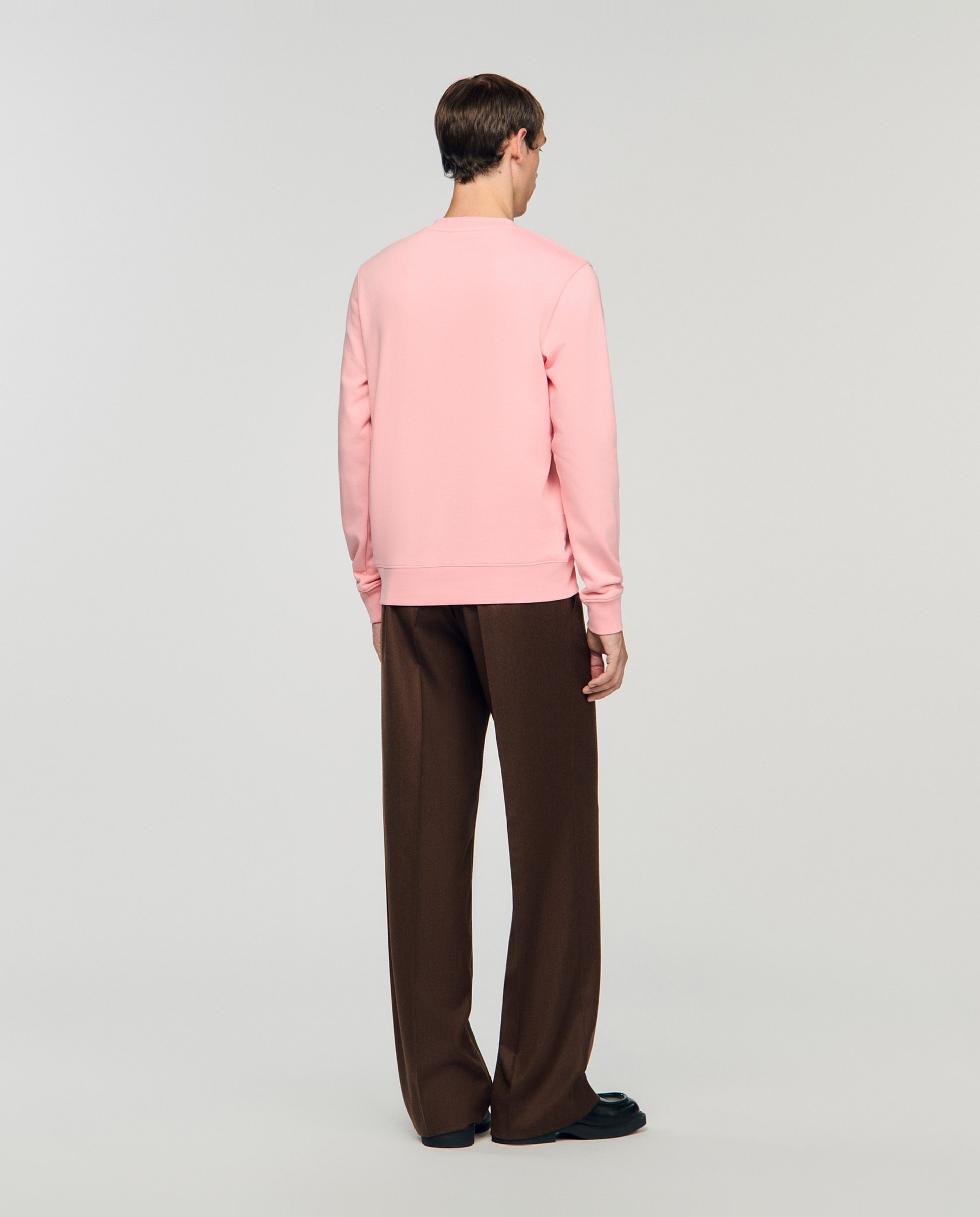 Sudadera sin capucha de hombre con parche de corazón y cuello redondo - Sandro - Rosa Rosa-2