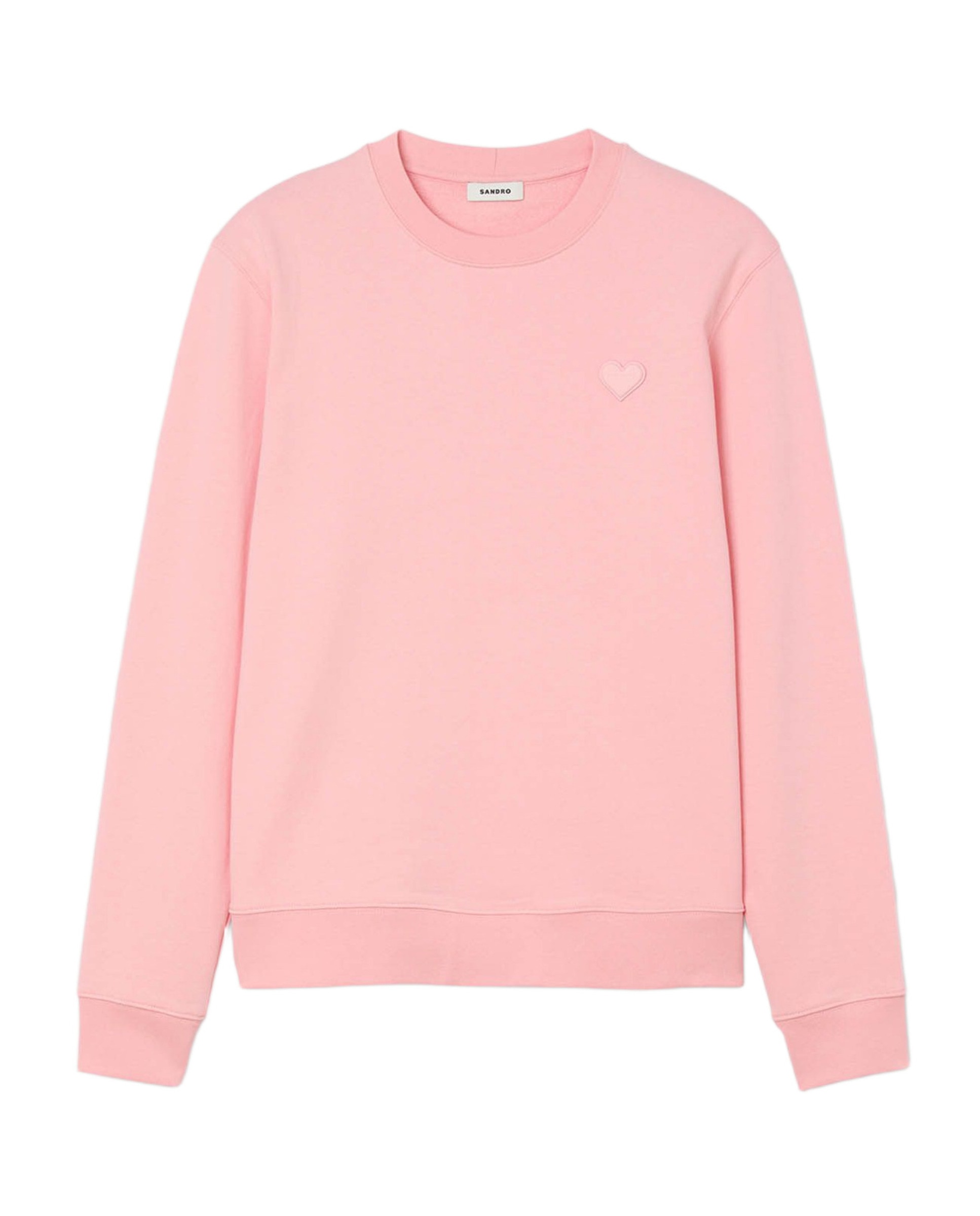 Sudadera sin capucha de hombre con parche de corazón y cuello redondo - Sandro - Rosa Rosa-6