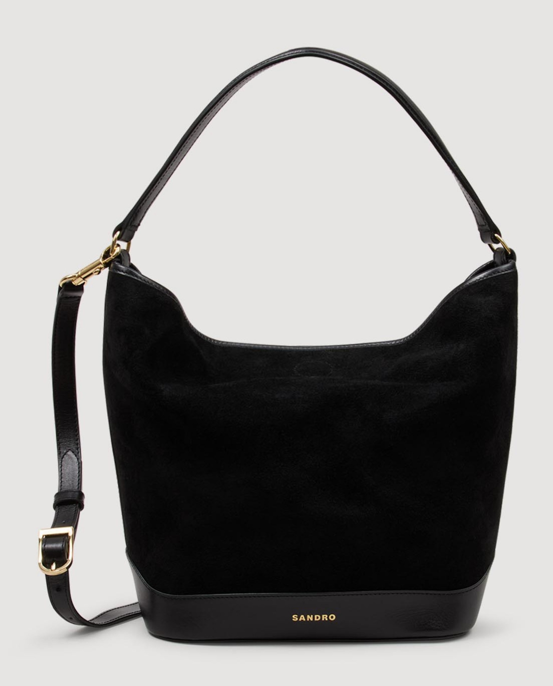 Bolso de mujer tote de ante flexible - Sandro - Negro Negro-1