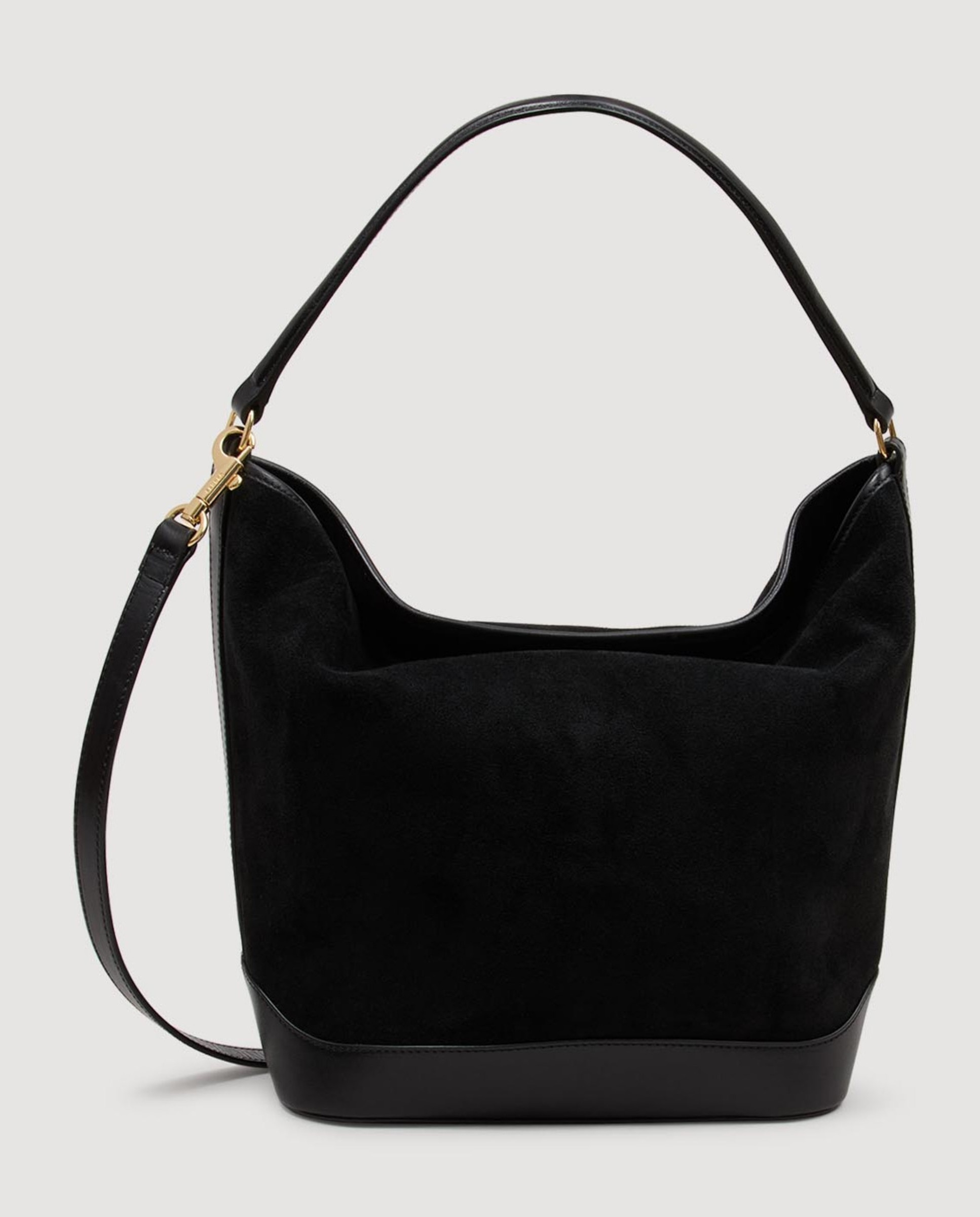 Bolso de mujer tote de ante flexible - Sandro - Negro Negro-2