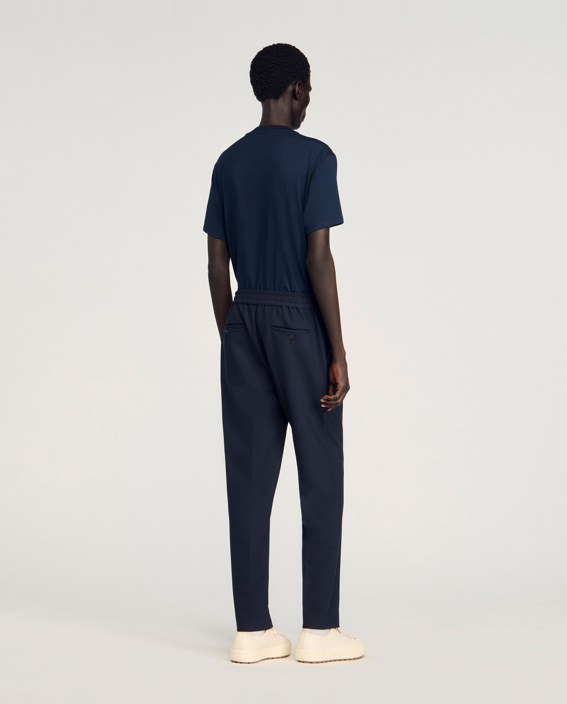 Pantalón jogger de hombre recto con cintura elástica y cordón de ajuste - Sandro - Azul marino Azul marino-2